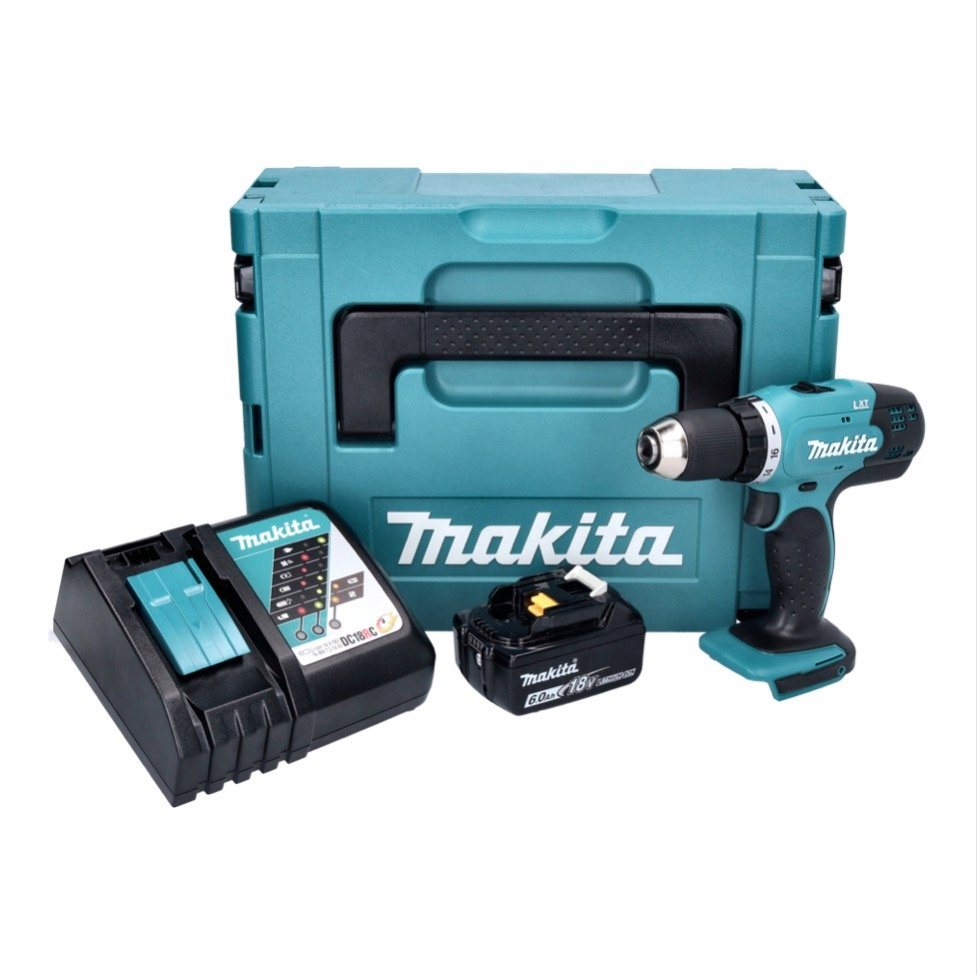 Thumbnail - Makita Säulenbohrmaschine DDF 453 RG1J Akku Bohrschrauber 18 V 42 Nm + 1x Akku 6,0 Ah + Ladeger