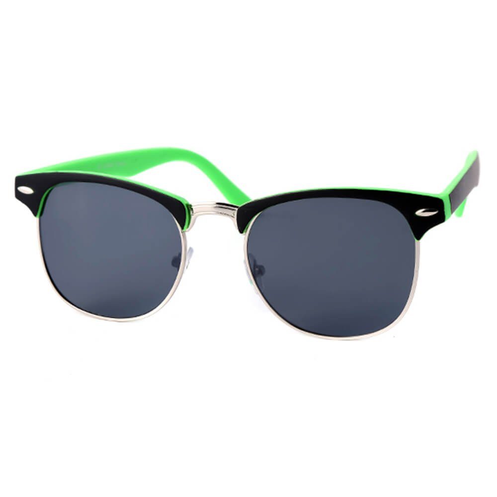 Schutz Grün am angenehmer Retrosonnenbrille und Vintage Rahmen Retro 2-farbigen Damen Sonnenbrille Design mit UV Herren Goodman Tragekomfort