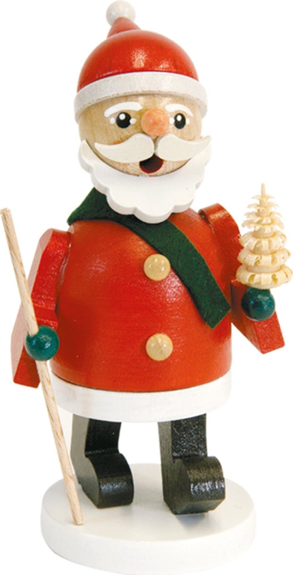 Richard Glaesser Räuchermännchen Minirauchmann Weihnachtsmann / Ruprecht, Höhe 11 cm, Handwerkskunst aus dem Erzgebirge