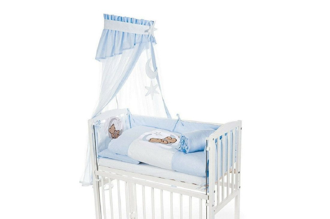 hopsibaby Beistellbett Baby Babybett Komplettbett Bär auf Mond Blau Stubenb günstig online kaufen