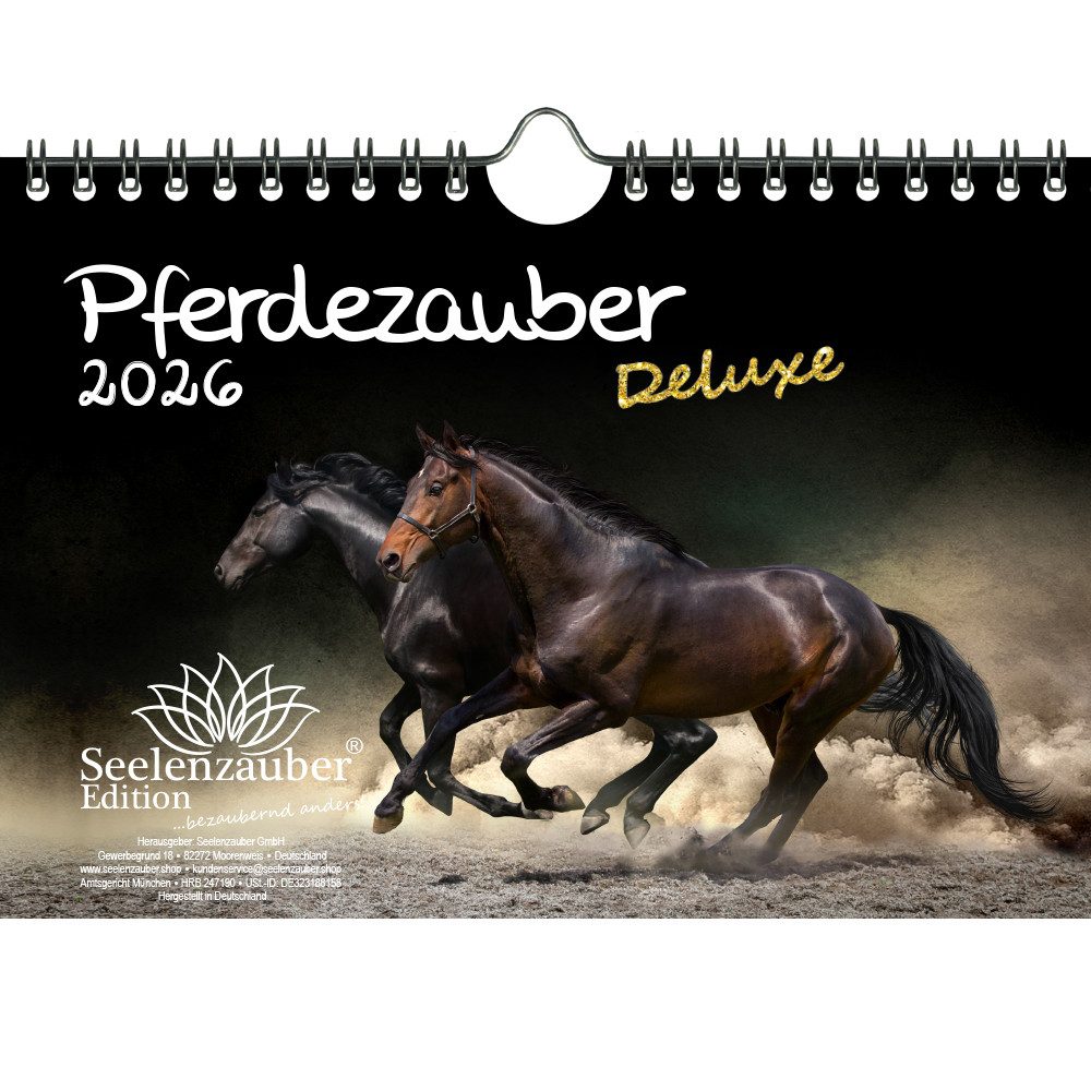 Seelenzauber Wandkalender Pferdezauber DELUXE DIN A5 Kalender für 2026 Pferde - Seelenzauber