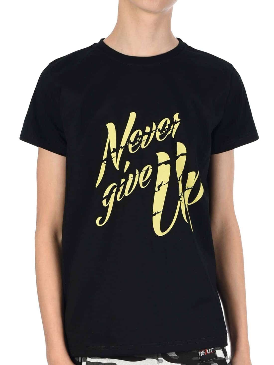 BEZLIT T-Shirt Jungen T-Shirt mit Never Give Up (1-tlg) casual, mit Schriftzug Schwarz-Gelb