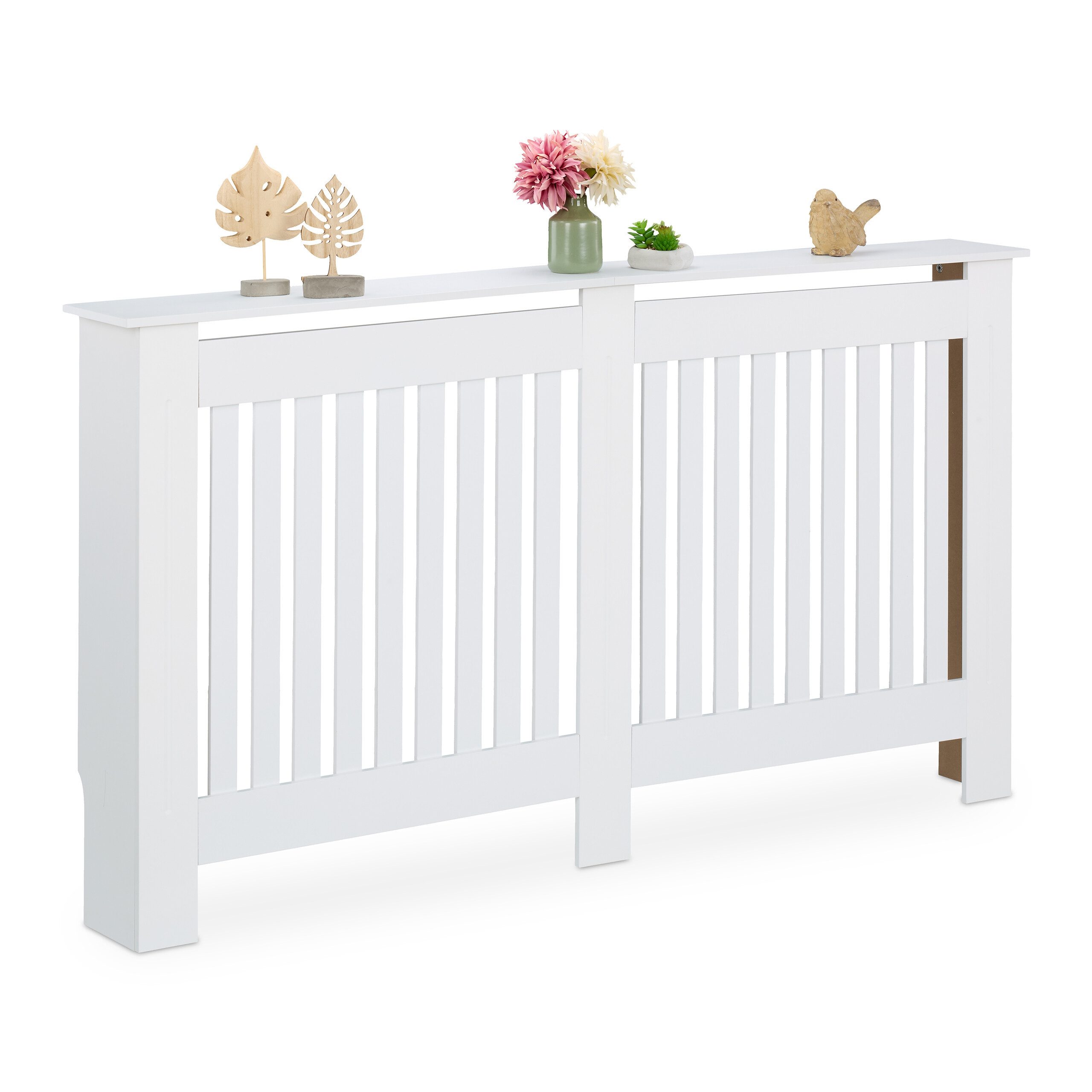relaxdays Heizungsverkleidung Heizkörperverkleidung im Landhausstil, weiß, XL