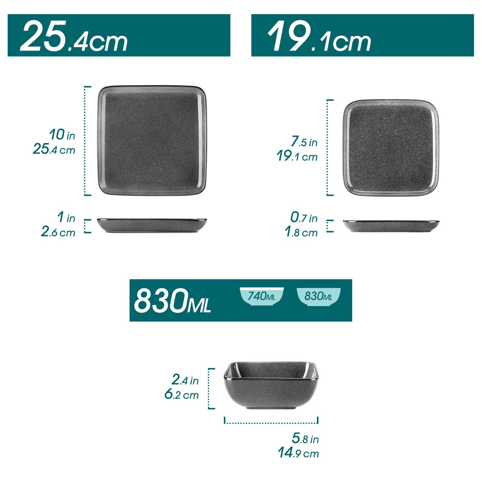 vancasso Geschirr-Set Kombiservice, für 4, Steingut, Reaktivglasur (12-tlg), 4 Personen, Steingut