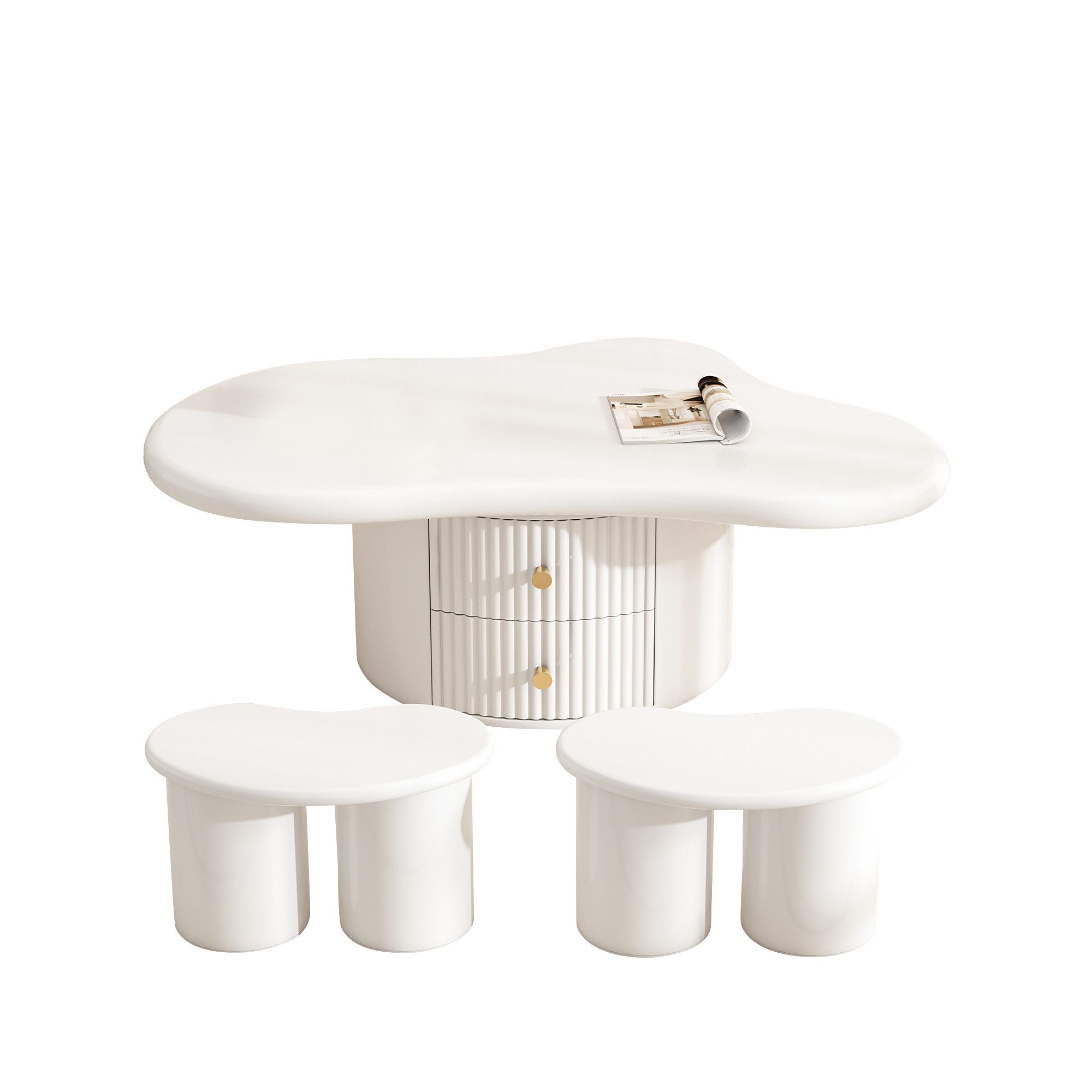 CHZIMADE Couchtisch 100x50x40cm - Moderner Wolken-Tisch Für Wohnzimmer