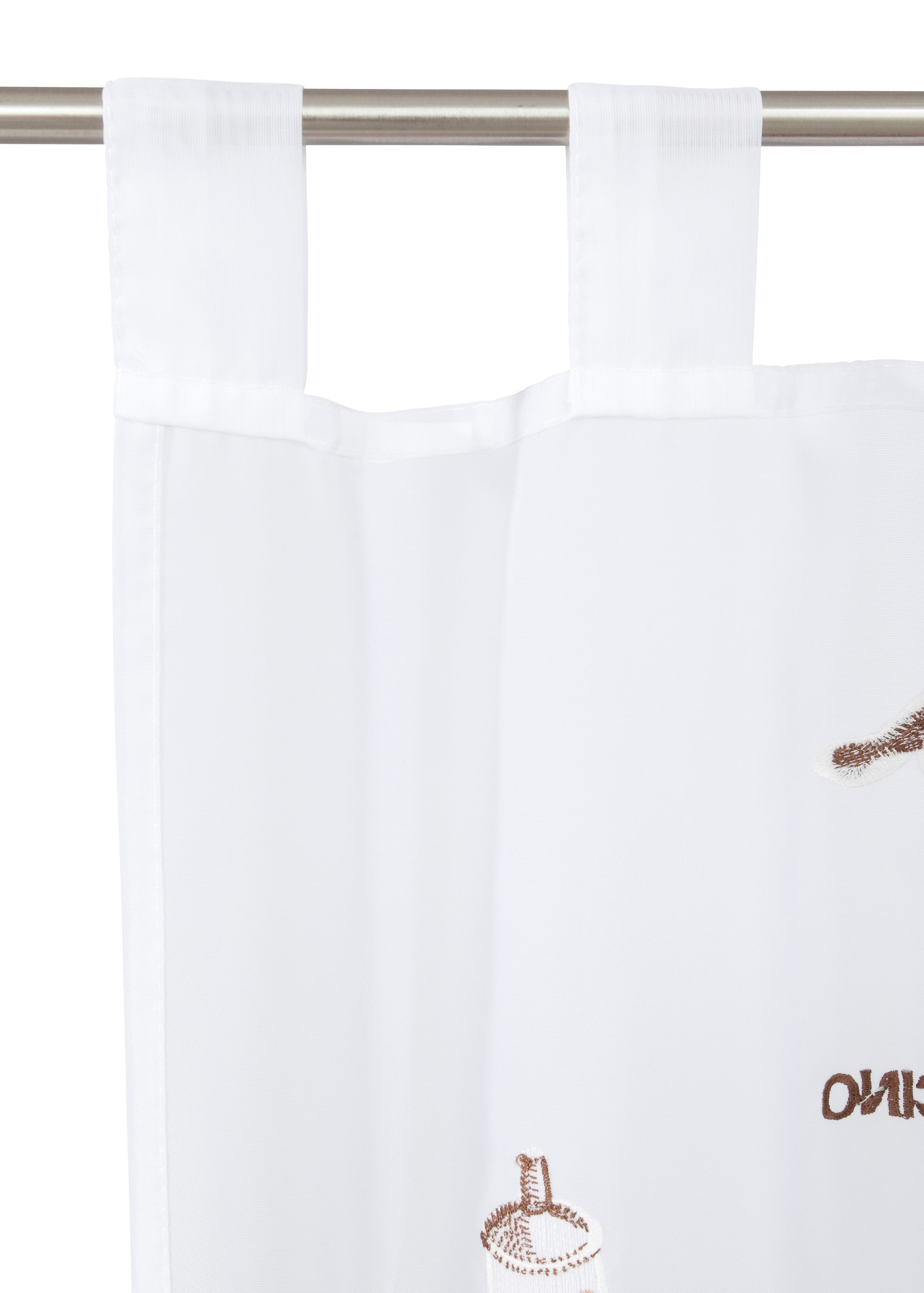 ELBERSDRUCKE Scheibengardine Espresso 06 braun-weiß (1 St), Schlaufen, transparent, Voile