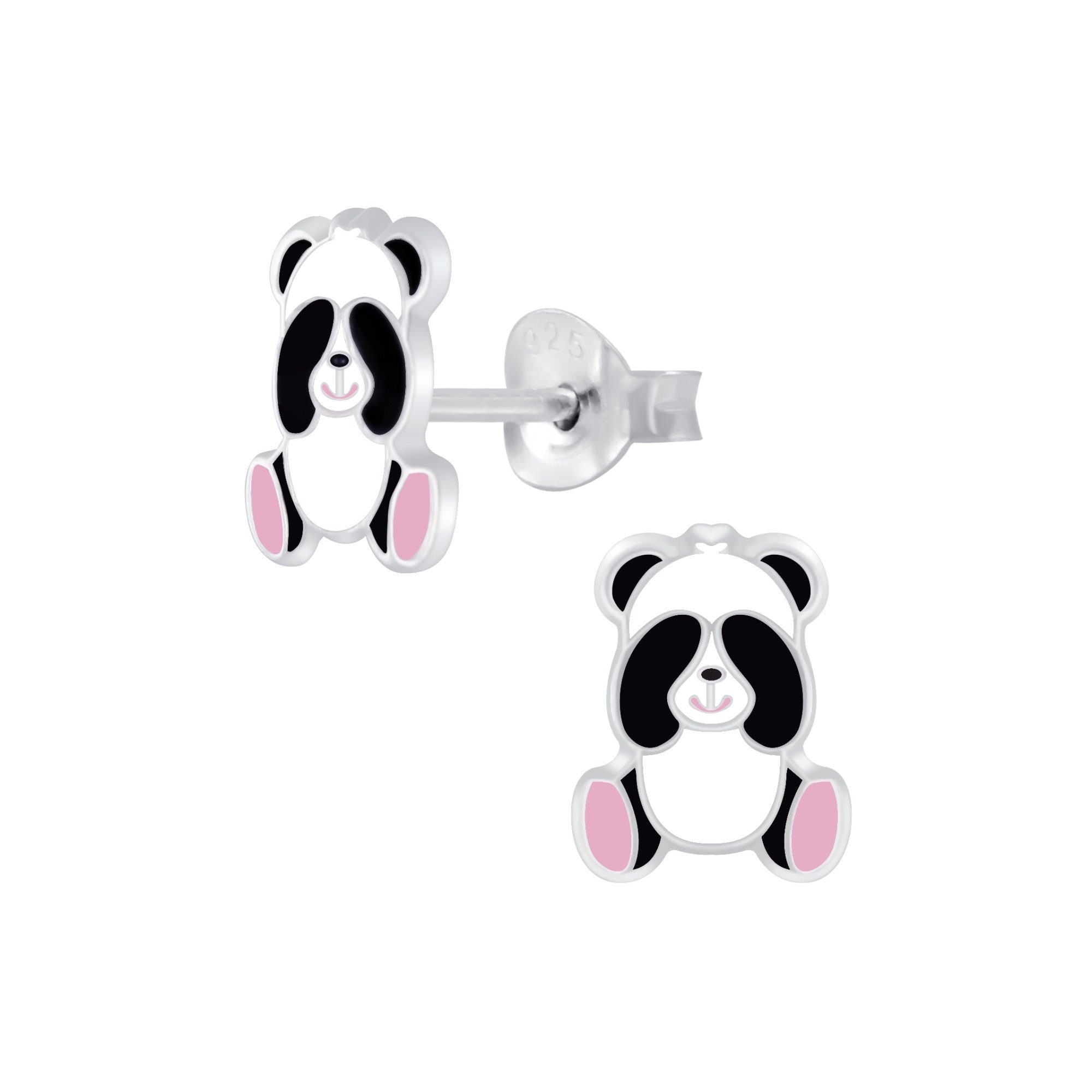 schmuck23 Paar Ohrstecker Kinder Ohrringe Panda Bär 925 Silber, Kinderschmuck Mädchen Geschenk echte Silberohrringe