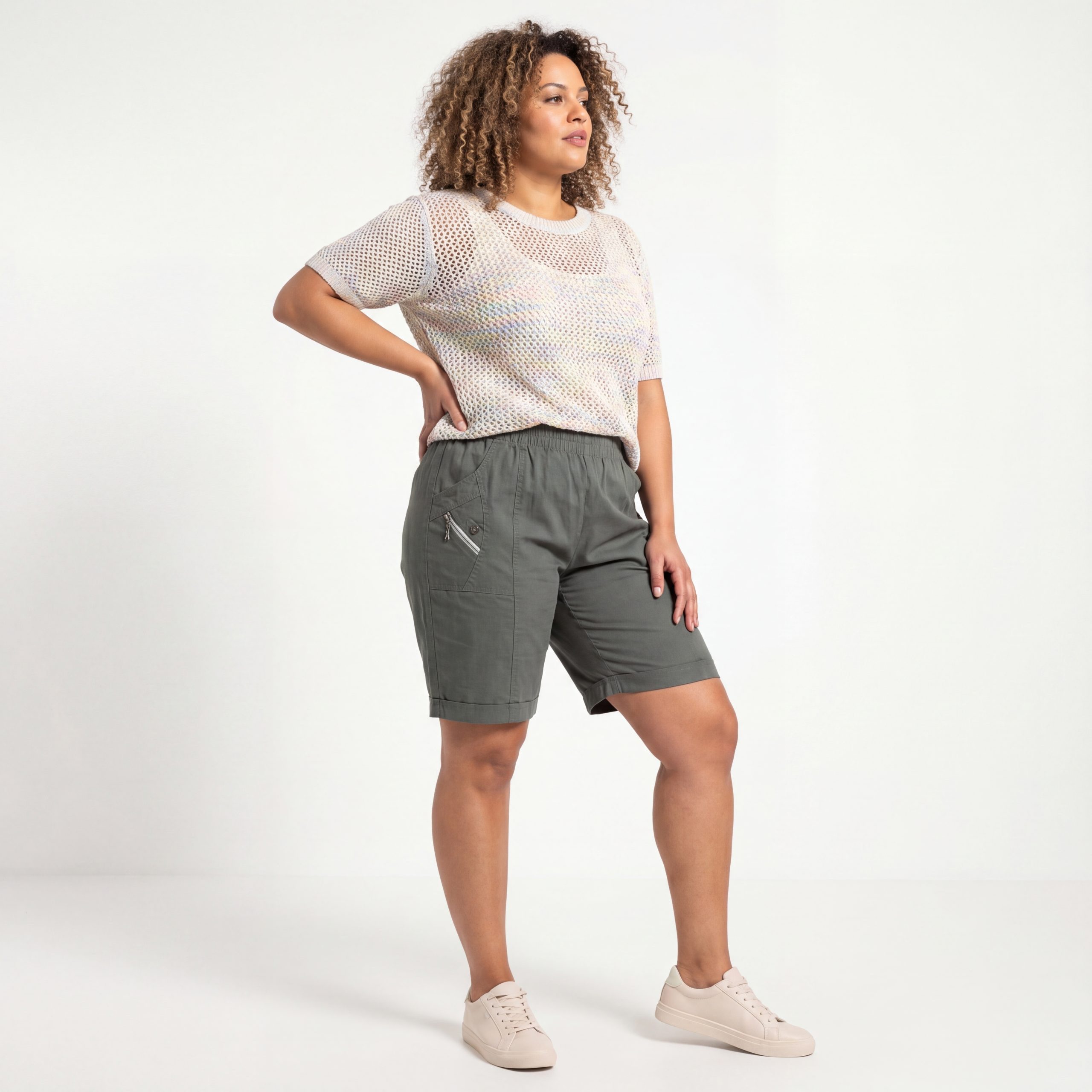 Cherry Berry Shorts Kurze Damen Sommerhose leichte Damen Shorts Strandshorts Größe 38/40 bis 52/54, Stretchbund