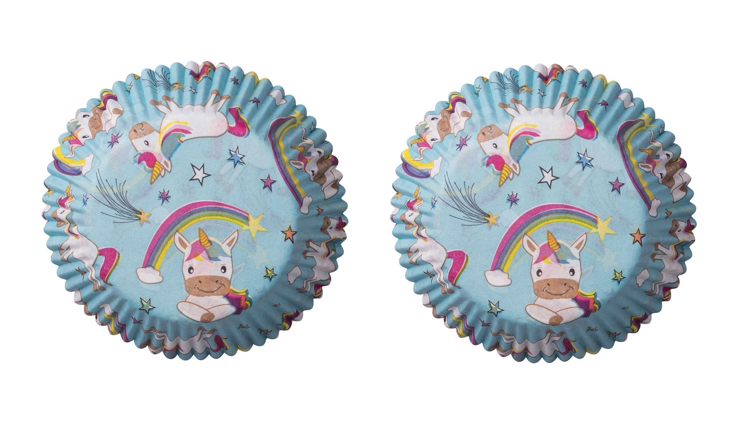 Demmler Muffinform 2er Set im Einhorn-Design - Blau - 2x 60 Stück, Formen und Dekoration mit schönem Einhorn Motiv - Made in Germany
