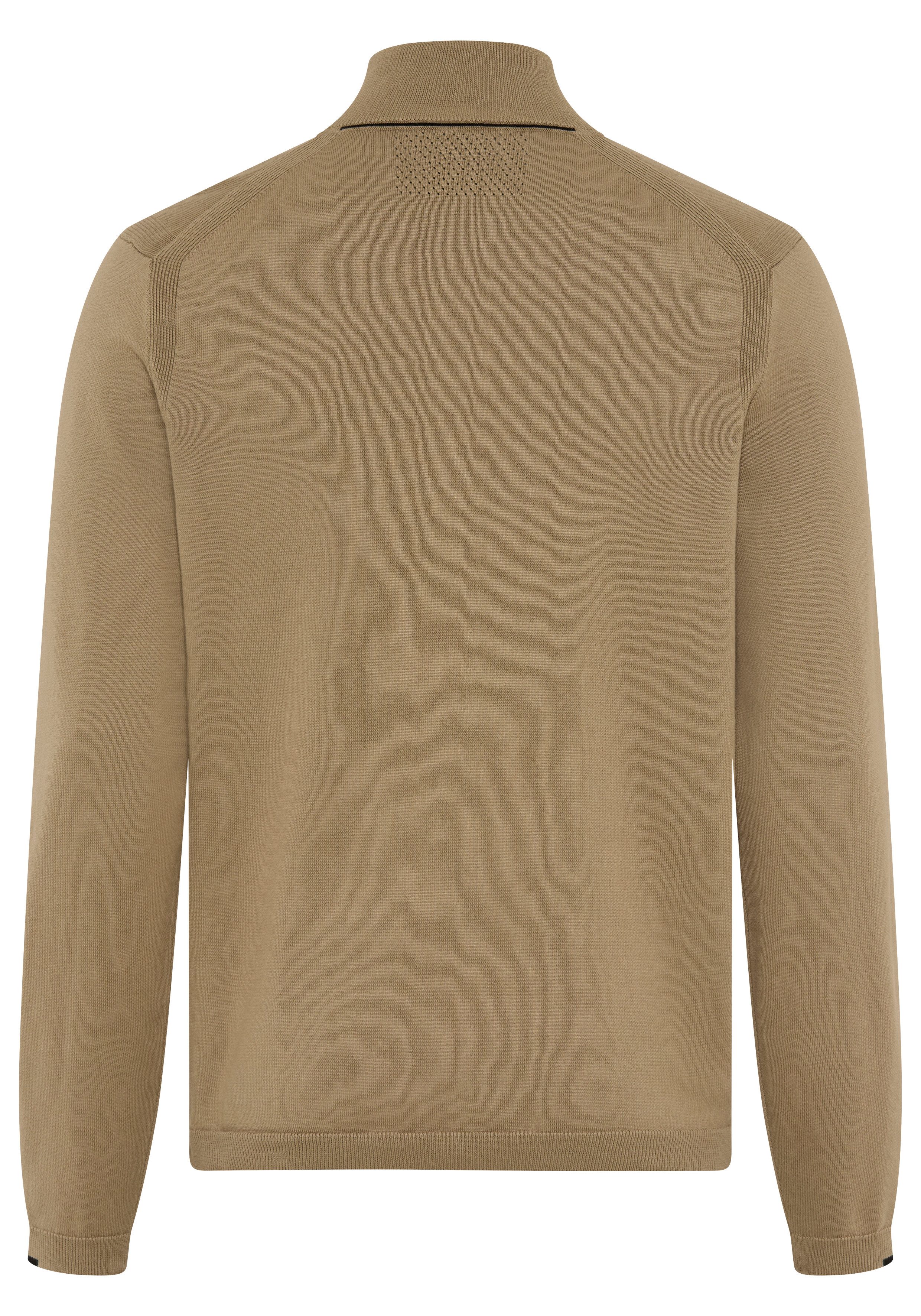 BOSS GREEN Strickpullover Stehkragen mit Reißverschluss, Regular fit, Logo-Print