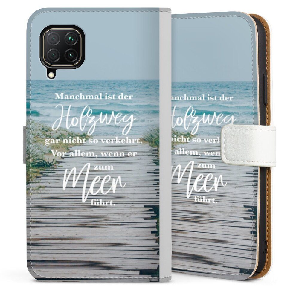 DeinDesign Handyhülle Strand Motivation Spruch Holzweg, Huawei P40 Lite