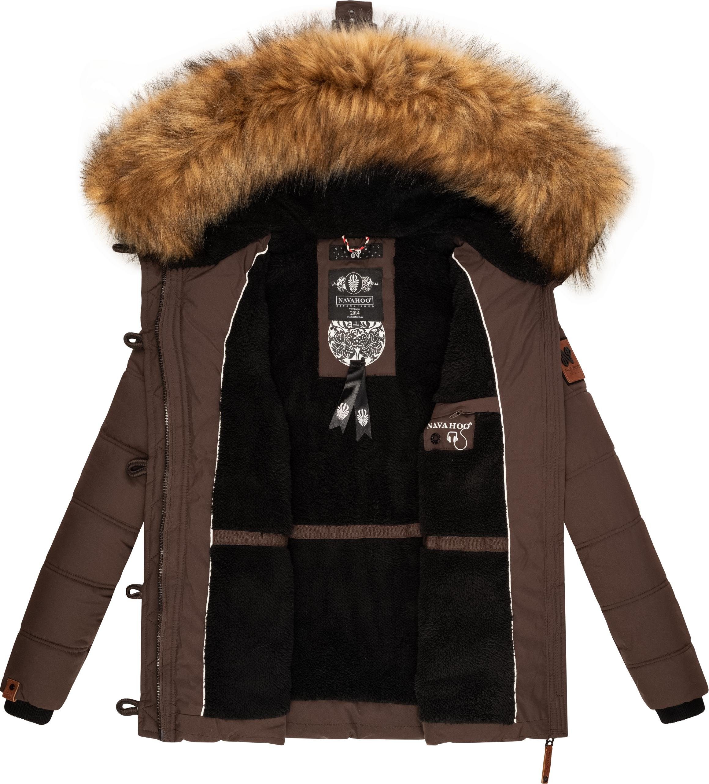 Navahoo Winterjacke Zoja stylische Steppjacke mit Kunstpelz Kapuze