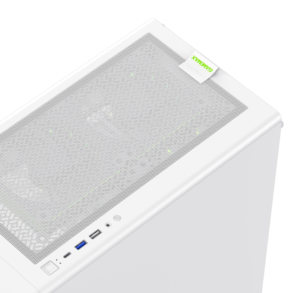 GAMEMAX Gaming-Gehäuse AERIS 330 MW, Mini-Tower, ohne Netzteil, USB/Audio, ATX, M-ATX, ITX; USB-Typ C, USB 2.0, USB3.0