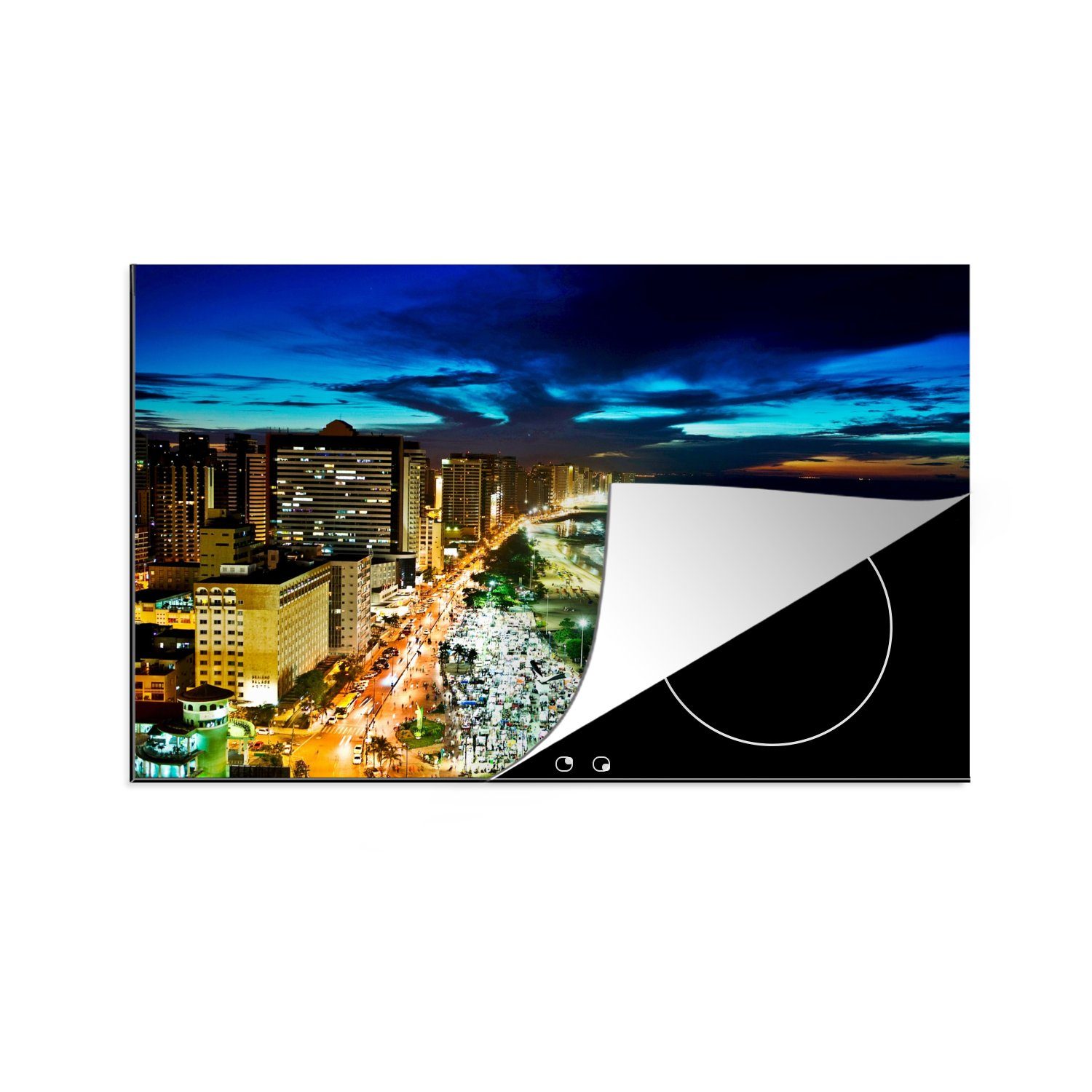 MuchoWow Herdblende-/Abdeckplatte Sonnenuntergang über Fortaleza, Brasilien, in Südamerika, Vinyl, (1 tlg), 81x52 cm, Induktionskochfeld Schutz für die küche, Ceranfeldabdeckung