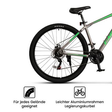 CARPAT SPORT Mountainbike 29 Zoll Fahrrad für Herren Damen, 21 Gang Shimano Tourney TZ 500 Schaltwerk, Kettenschaltung, (Aluminium Rahmen, mechanische Scheibenbremse), 165 - 200 cm MTB Hardtail Fahrrad