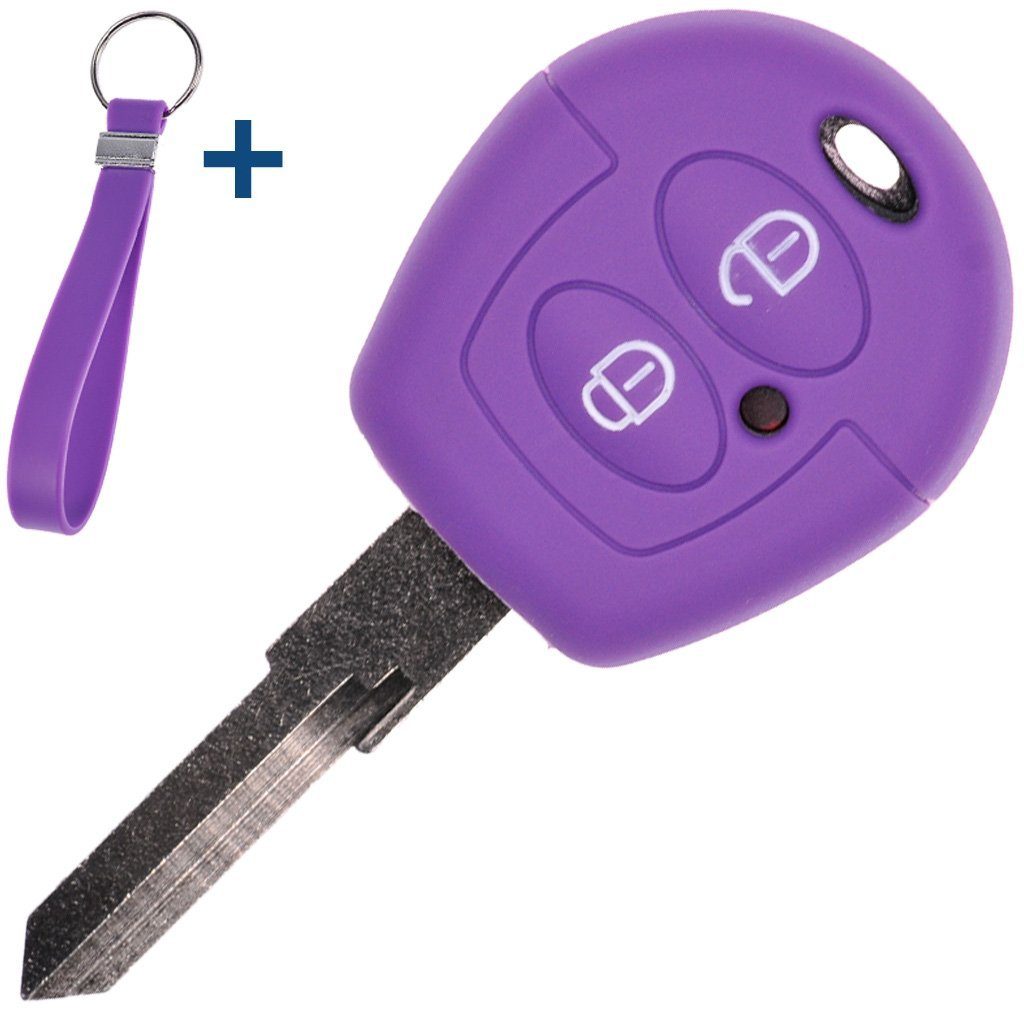 mt-key Schlüsseltasche Autoschlüssel Silikon Schutzhülle passendem Schlüsselband, Fox Cordoba Sharan 2 VW Skoda Polo T4 mit Lila SEAT für Tasten Fernbedienung