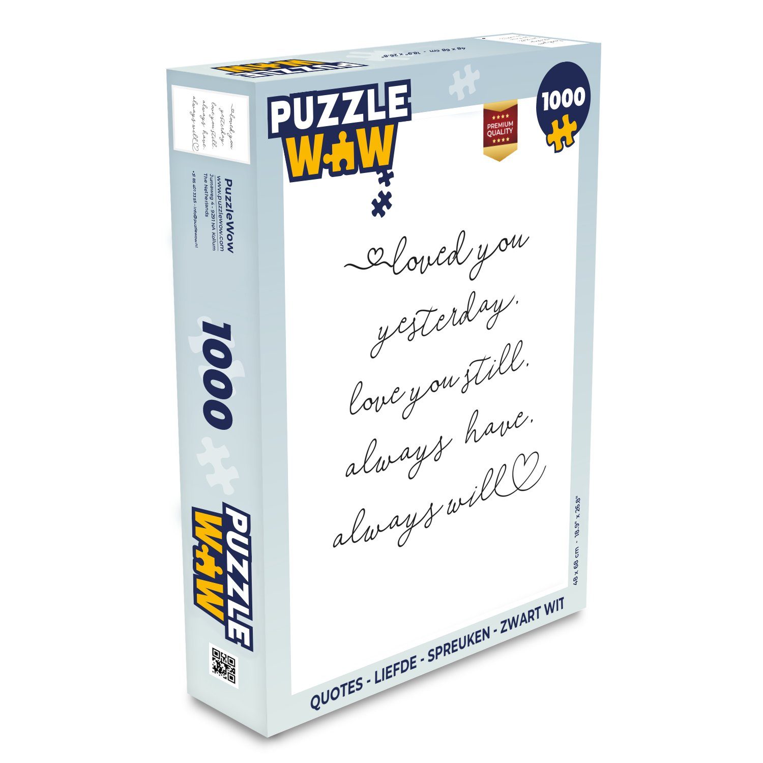 MuchoWow Puzzle Zitate Liebe Sprichwörter Schwarz und weiß, 1000