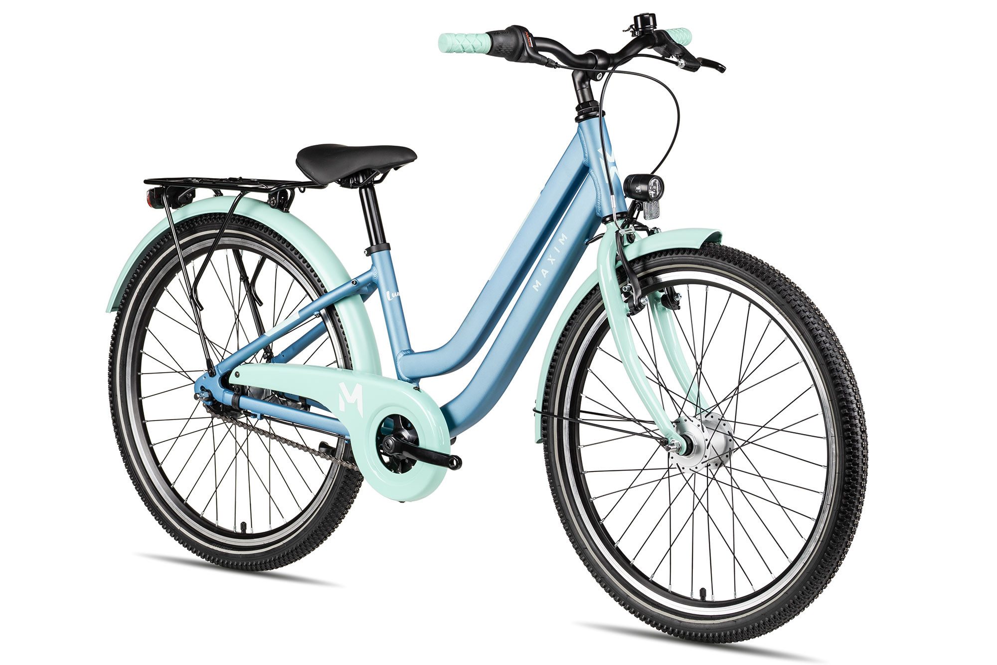 Maxim Kinderfahrrad Luna 24-7 Nexus, 7 Gang Shimano Nexus SG-C3000-7C Schaltwerk, Nabenschaltung Rücktritt, Straßenausstattung blau