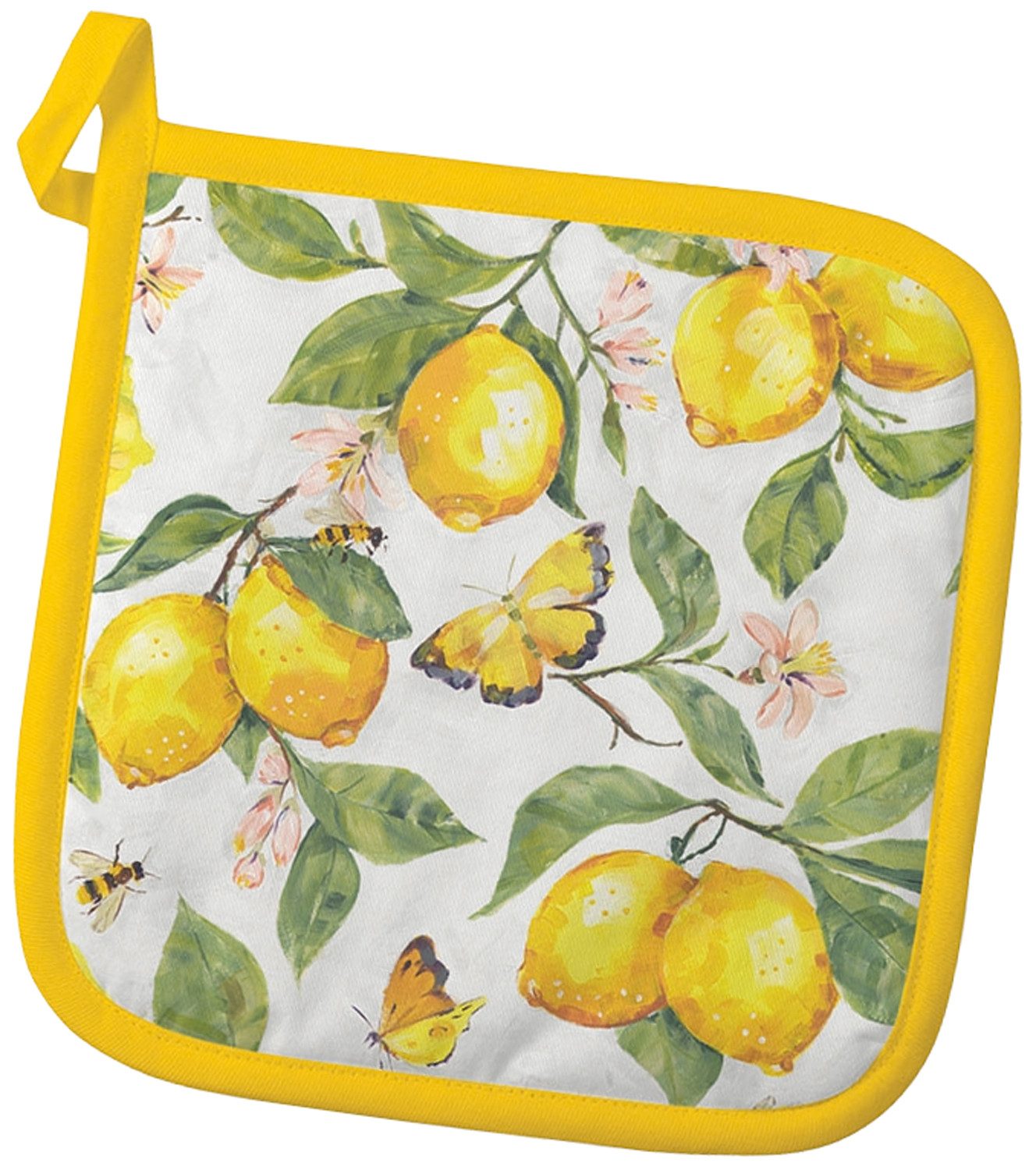 Ambiente® Topflappen Fresh lemons, (1-tlg., 1-teilig), hitzebeständig wattiert Pfannen Untersetzer ca.20x20cm