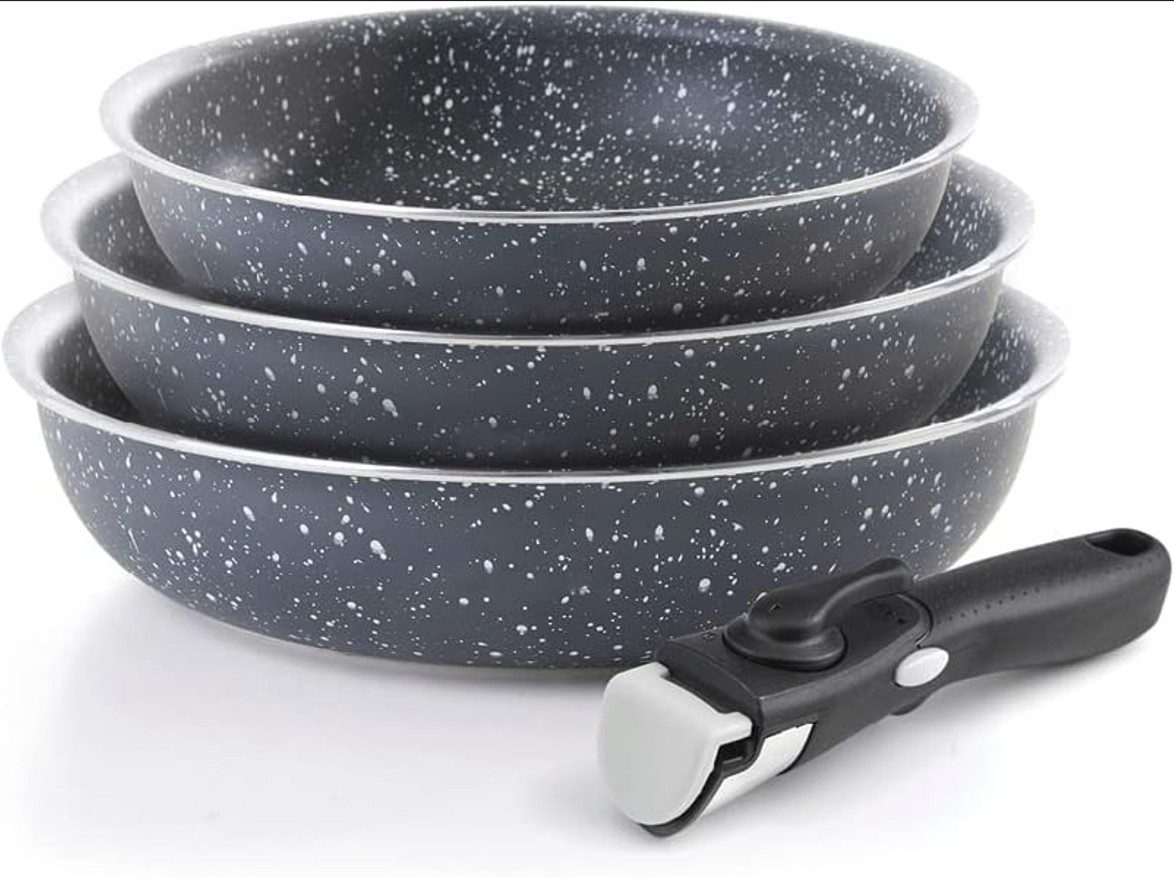Qulinart by Brandt Pfannen-Set 3er Set mit abnehmbarem Griff