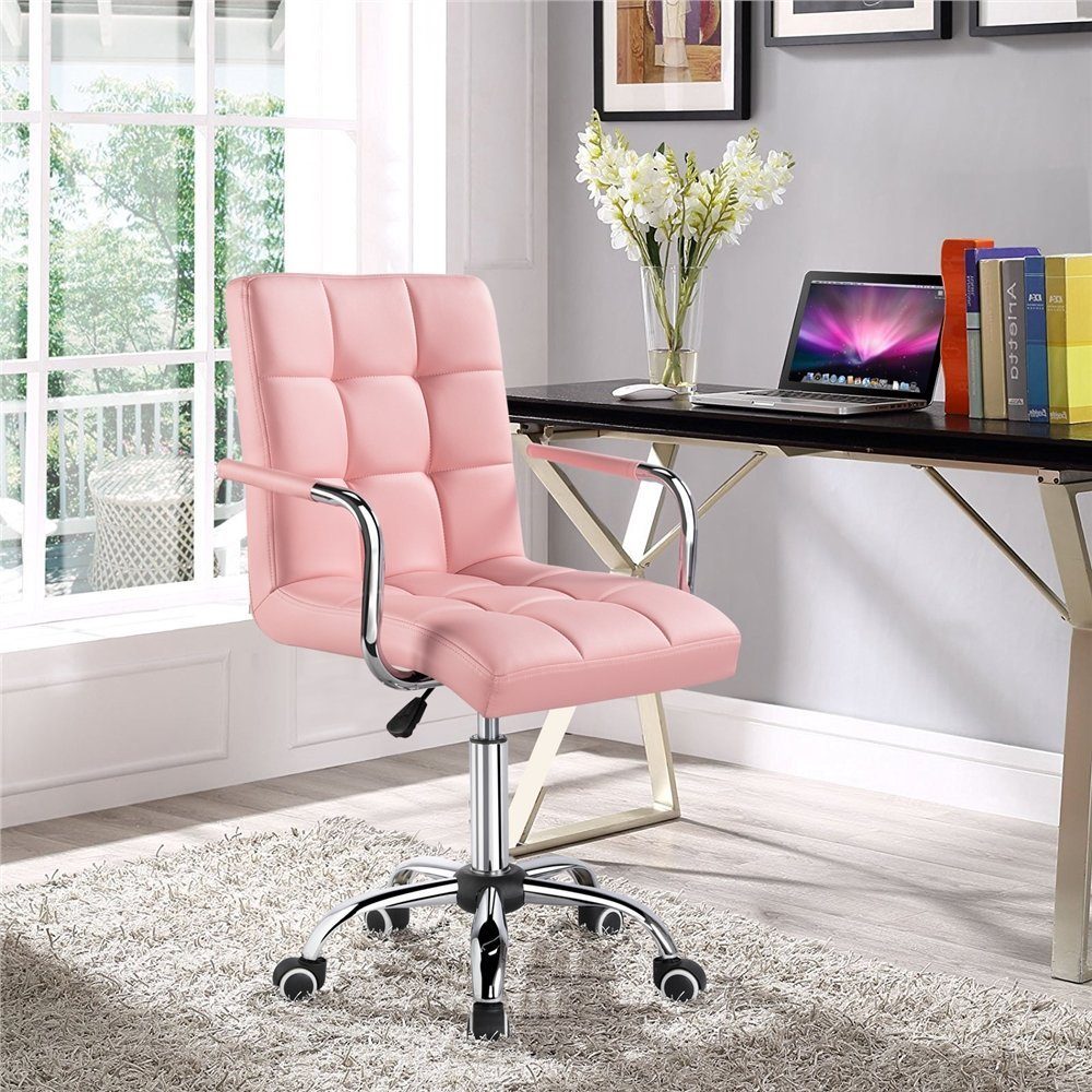Yaheetech Drehstuhl höhenverstellbar Chefsessel, ergonomischer Bürostuhl Rosa