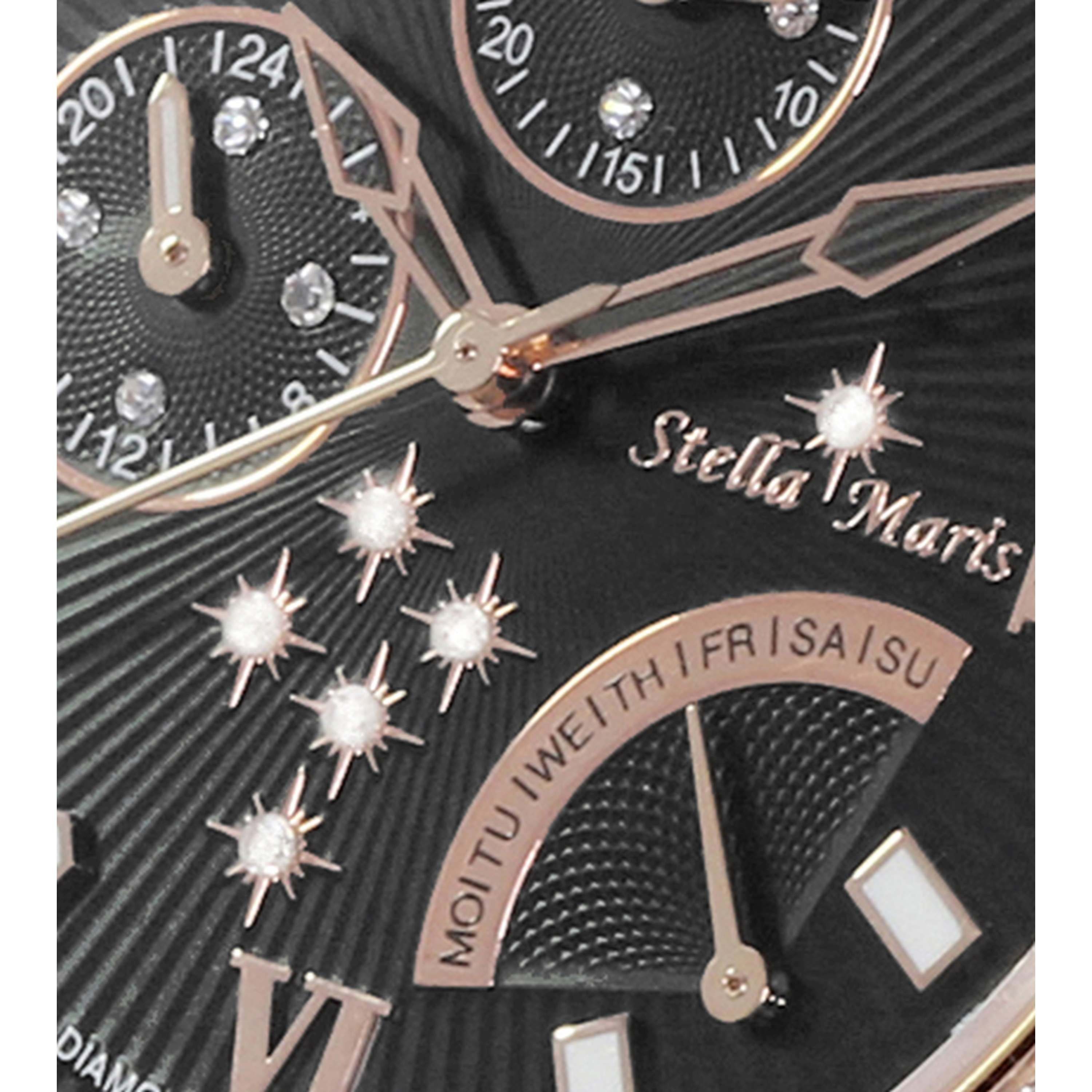 elegante Damenuhr Stella mit Swarovski Elements 10 Zeitlos Maris Saphirglas! mit Quarzuhr Diamanten und 45