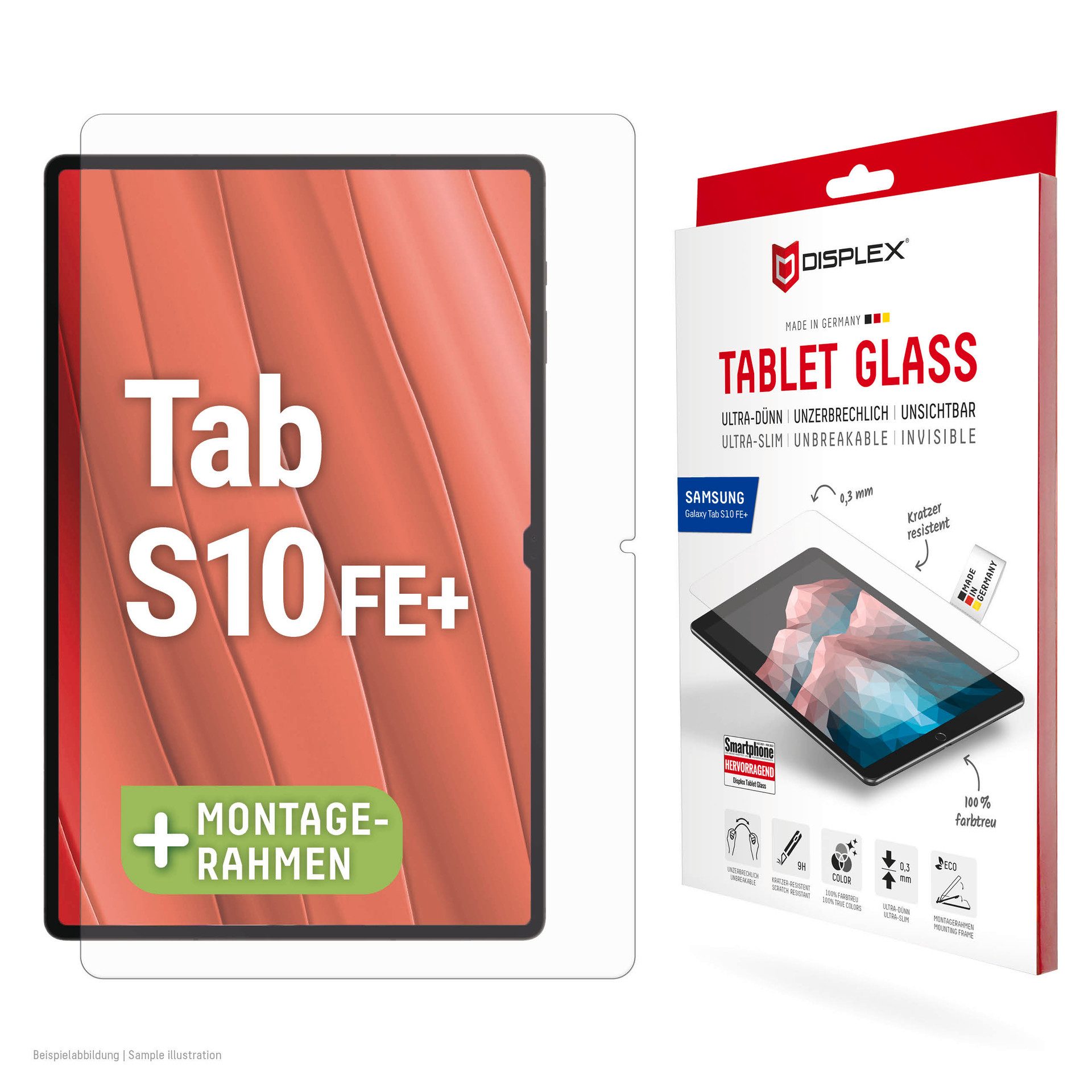 Displex Displayschutzglas Tablet Glass für Samsung Galaxy Tab S10 FE+, Displayschutzfolie, Schutzfolie, Bildschirmschutz, kratz- & stoßfest