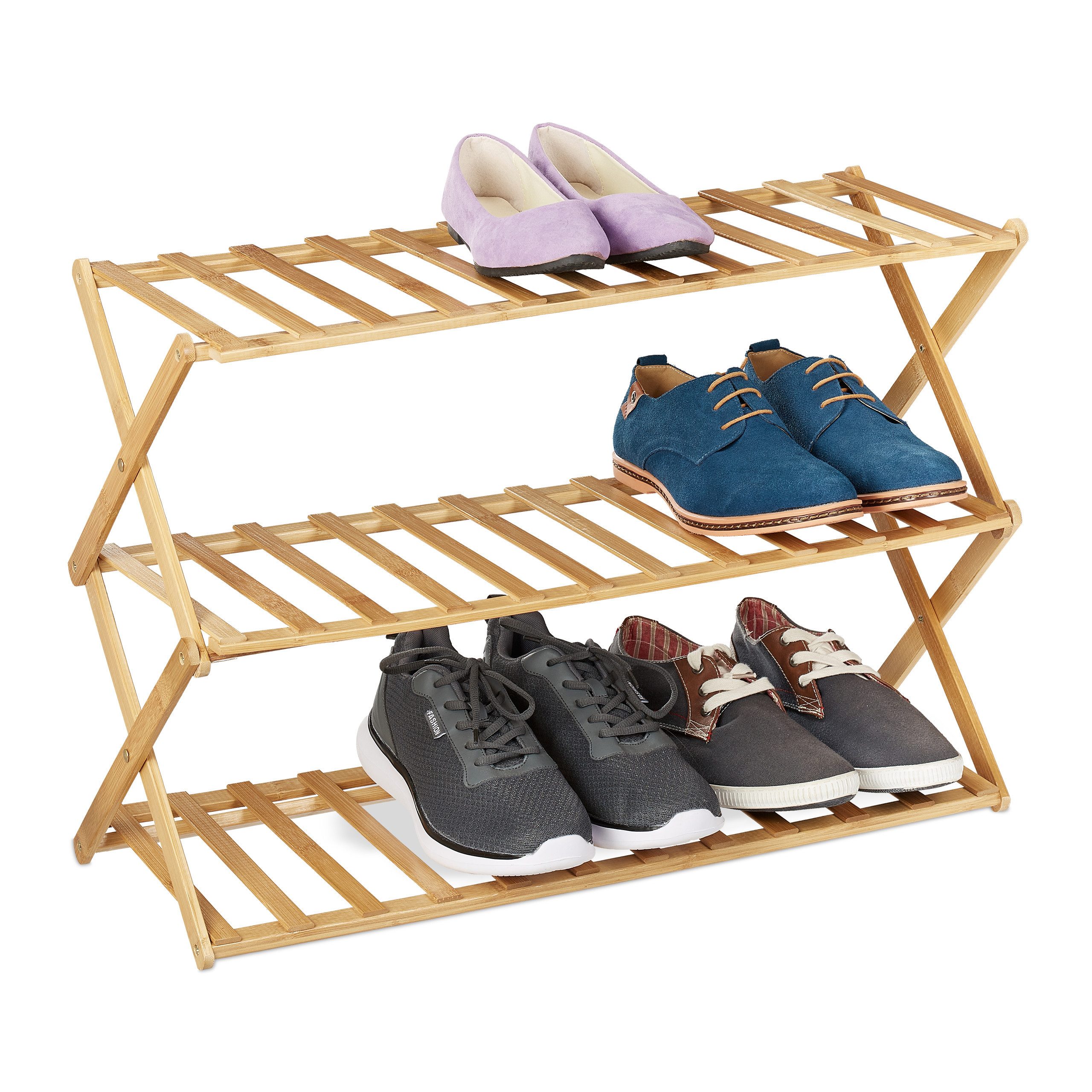 relaxdays Schuhregal Faltbares Schuhregal aus Bambus günstig online kaufen