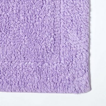 Badematte 2 teiliges Luxus Badematten Set 100% Baumwolle flieder Homescapes, Höhe 30 mm