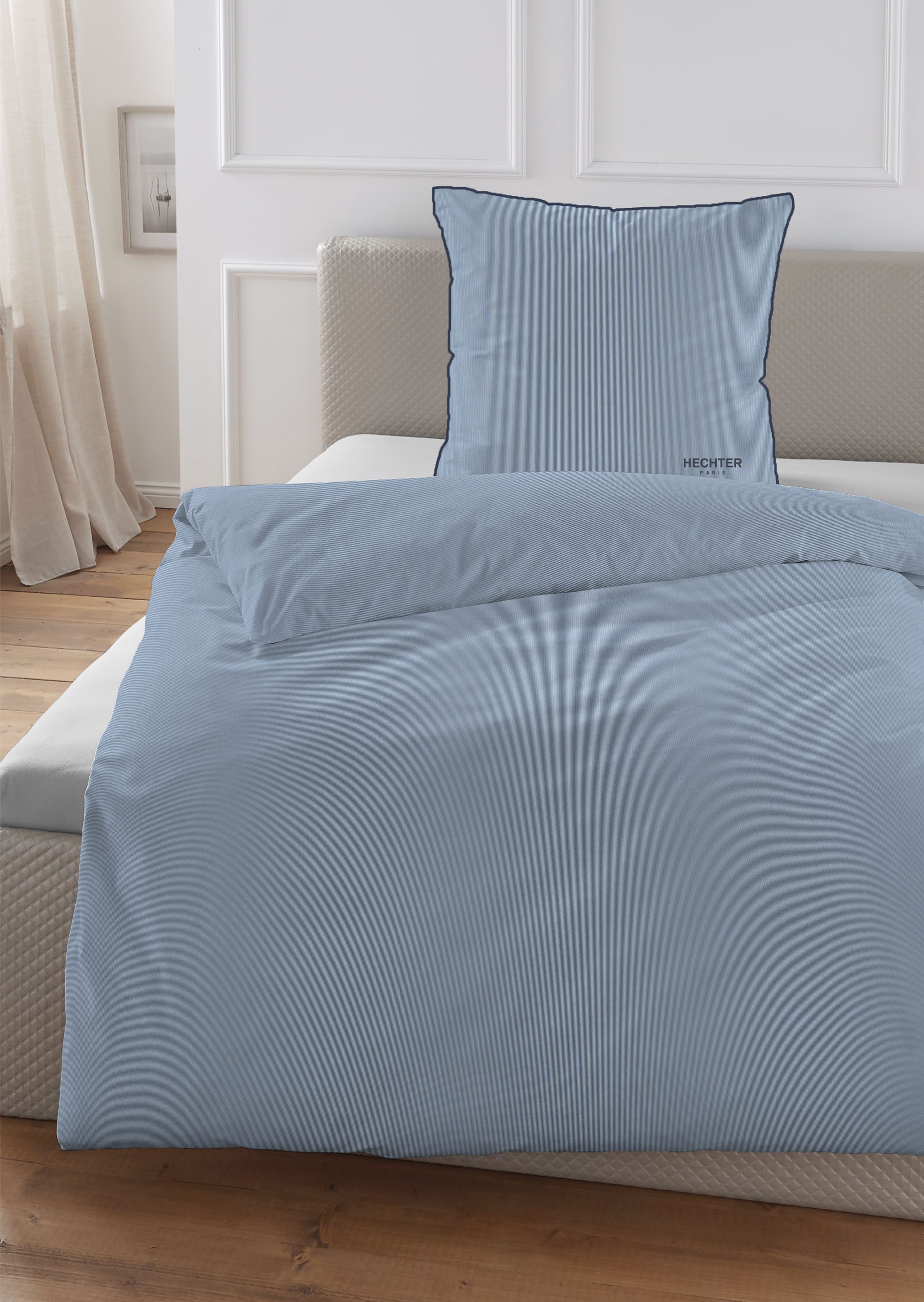 HECHTER PARIS Bettwäsche 0061308, Satin, 2 teilig, feiner Glanz + weicher Griff, 100% Baumwolle, Satinpaspel + LOGO