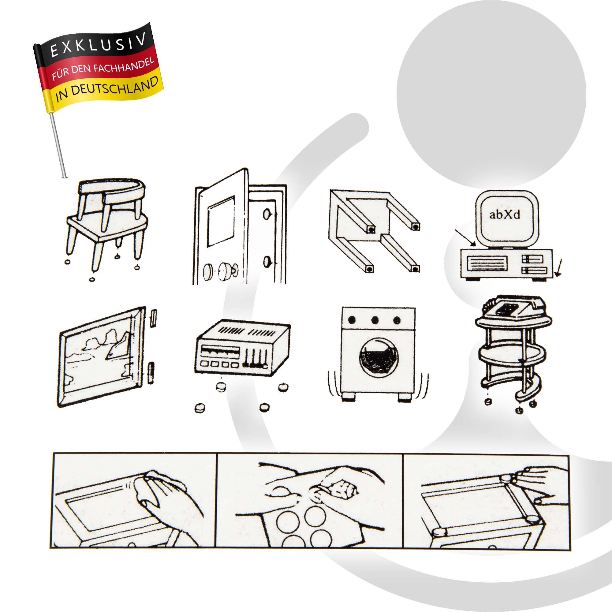 MASTERPROOF PROFESIONAL Filzgleiter Gummi Möbelgleiter Sortiment, schwarz, selbstklebend 56-teilig