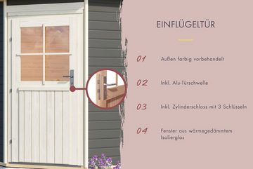 Karibu Saunahaus Ralf, BxTxH: 231 x 196 x 238 cm, 38 mm, (Set) klassiche Tür, Ofen 9 KW Bio externe Strg Easy