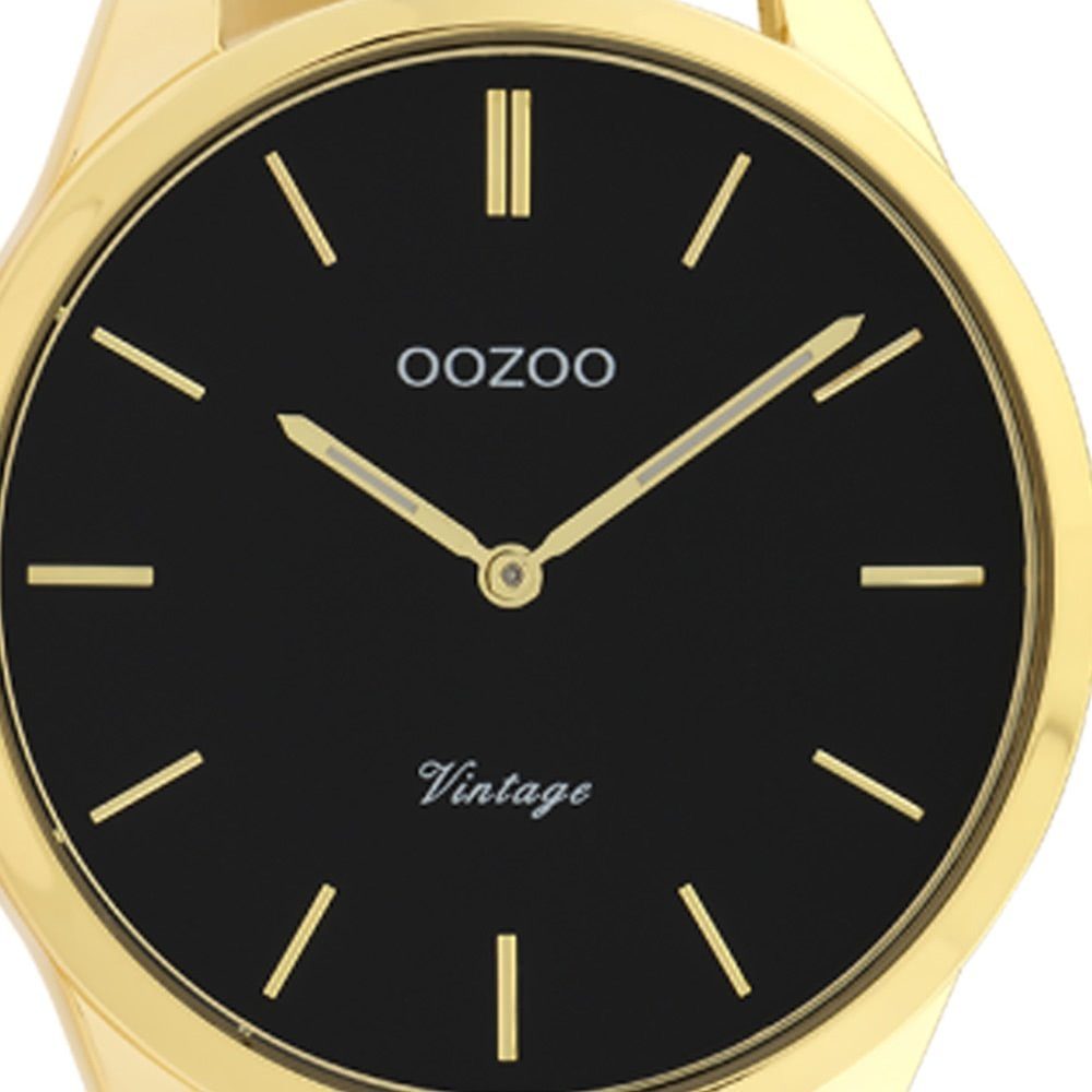 Damen Fashion-Style Analog, OOZOO Oozoo mittel Damenuhr Edelstahlarmband, rund, (ca. gold 38mm) Quarzuhr Armbanduhr