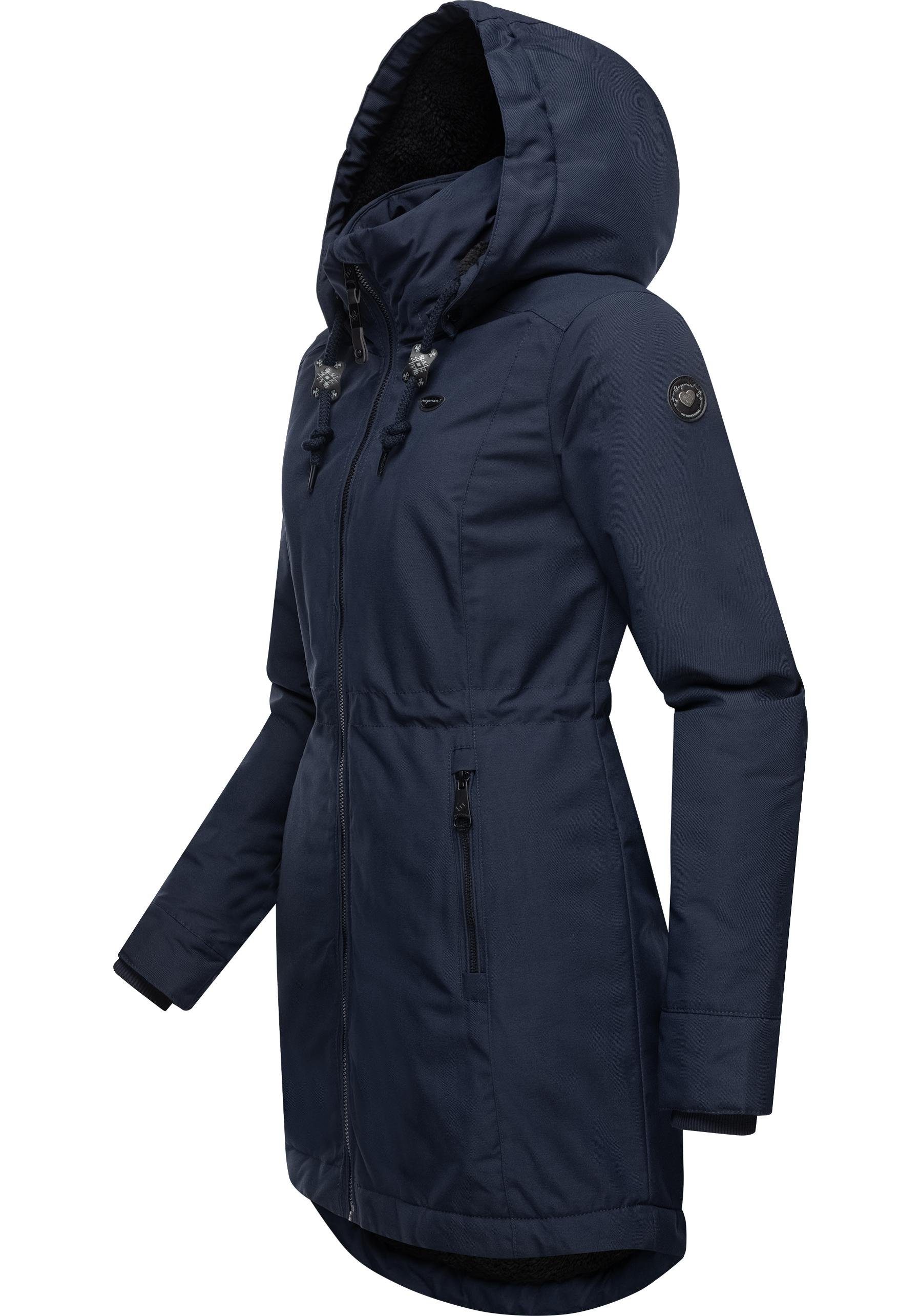 Winterjacke mit navy Wasserdichter Innenfutter Winterparka Ragwear Dakkota Teddyfleece