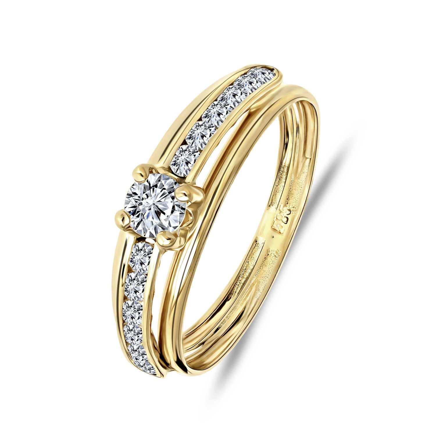 LUCARDI Fingerring Ring - 585 Gold - Gold - Zirkonia - Damen