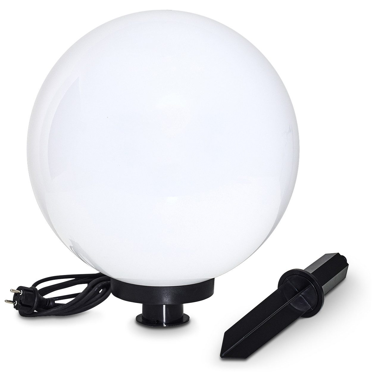 hofstein Kugelleuchte »Tres« Kugellampe mit Erdspieß, Außenleuchte aus weißem Kunststoff, ohne Leuchtmittel, Außenleuchte Kunststoff Außenleuchte mit E27, mit 5 Meter Zuleitung