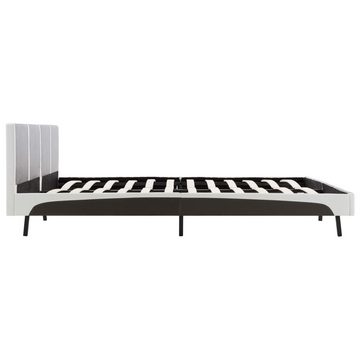 vidaXL Bett Bett mit Matratze Grau und Weiß Kunstleder 180 x 200 cm