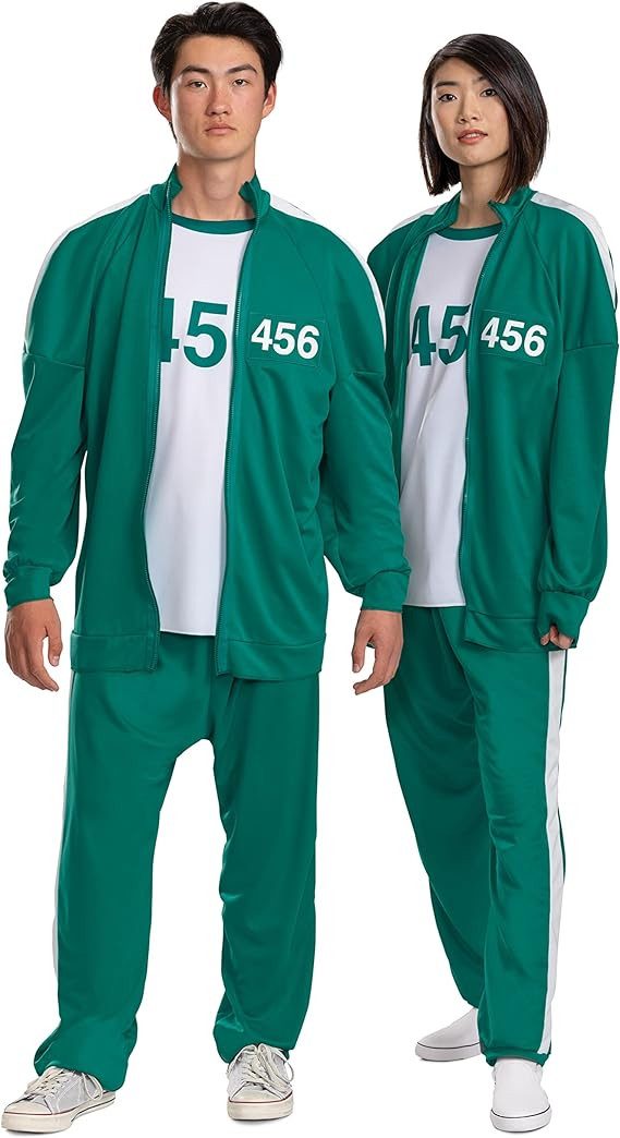 Disguise Kostüm Squid Game Spieler 456 Kostüm, Trainingsanzug mit Jacke und Hose