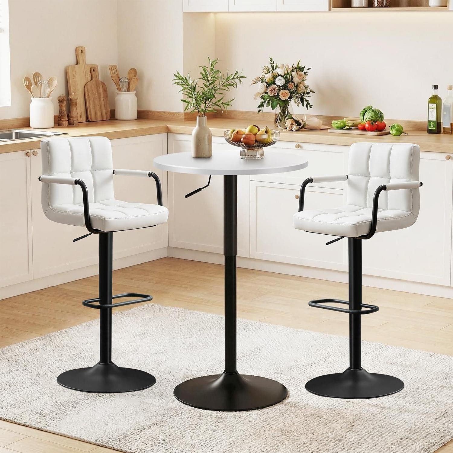 LuxusKollektion Bartisch Bartisch 2in1 drehbar höhenverstellbar Ø60cm weiß (1-St)