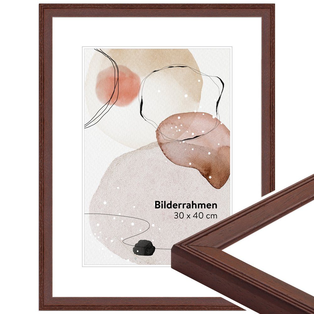 WANDStyle Bilderrahmen H320, Nussbaum-Optik, aus Massivholz im Stil Klassisch