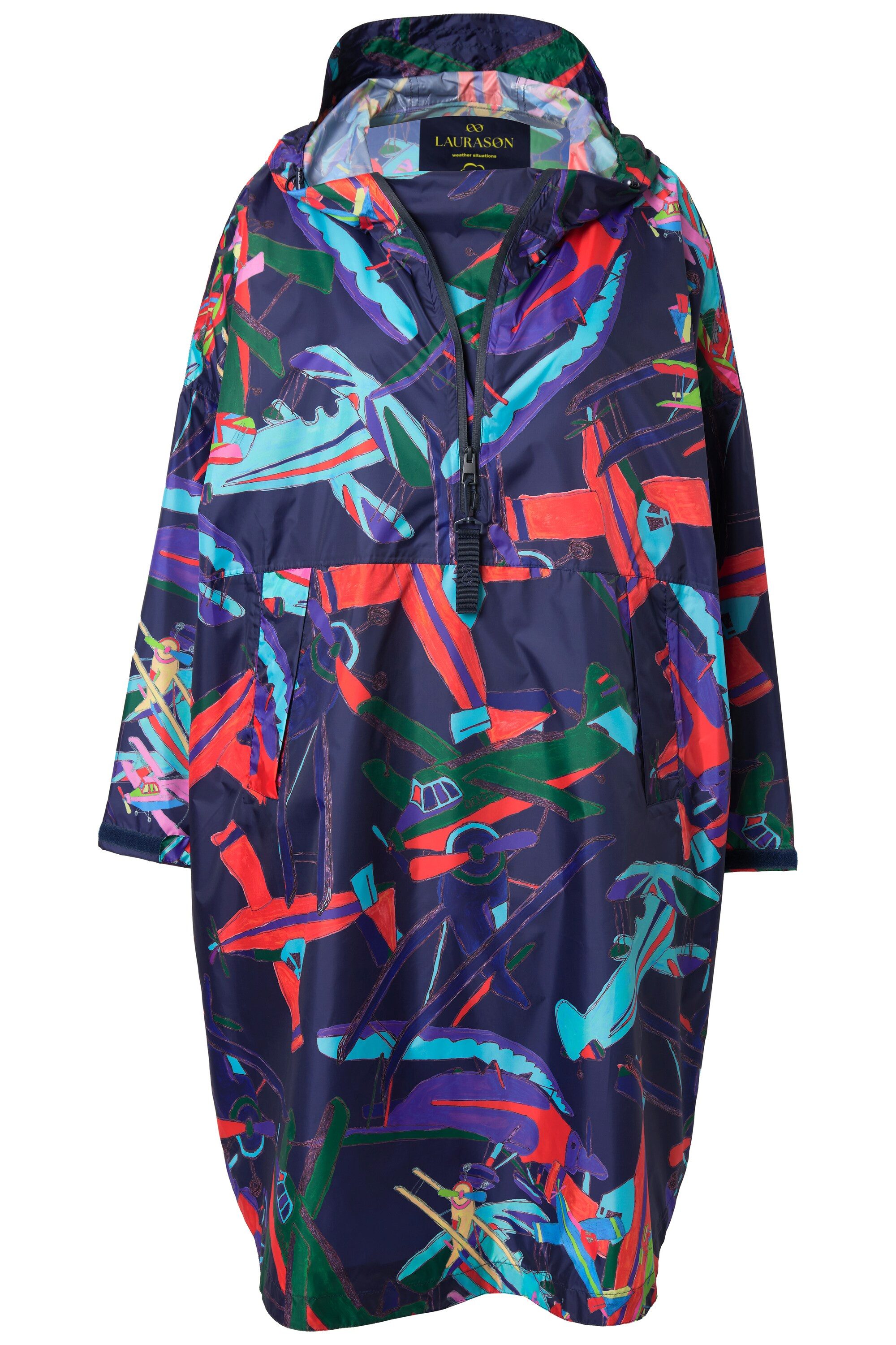 Funktionsjacke Funktions-Regencape Unisex Print Kapuze
