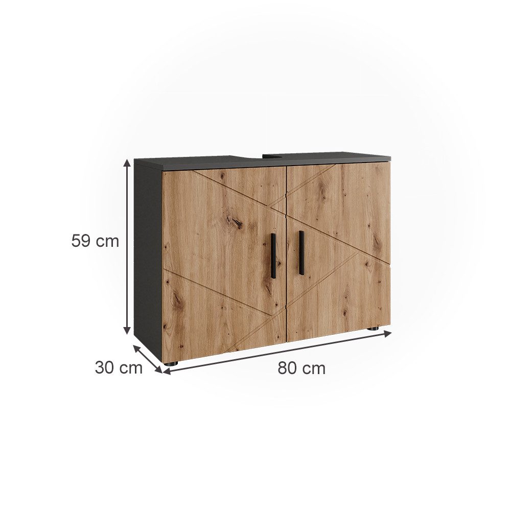 Vicco Waschbeckenunterschrank Irma, Anthrazit/Artisan, 80 x günstig online kaufen