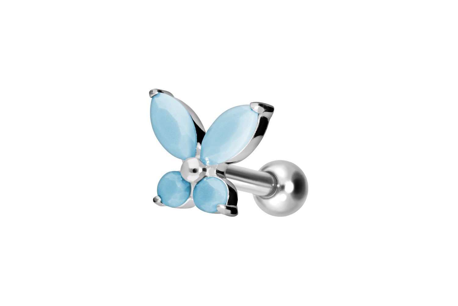 Piercing-Set Titan Ohrpiercing mit Innengewinde SCHMETTERLING + SYNTHETISCHE