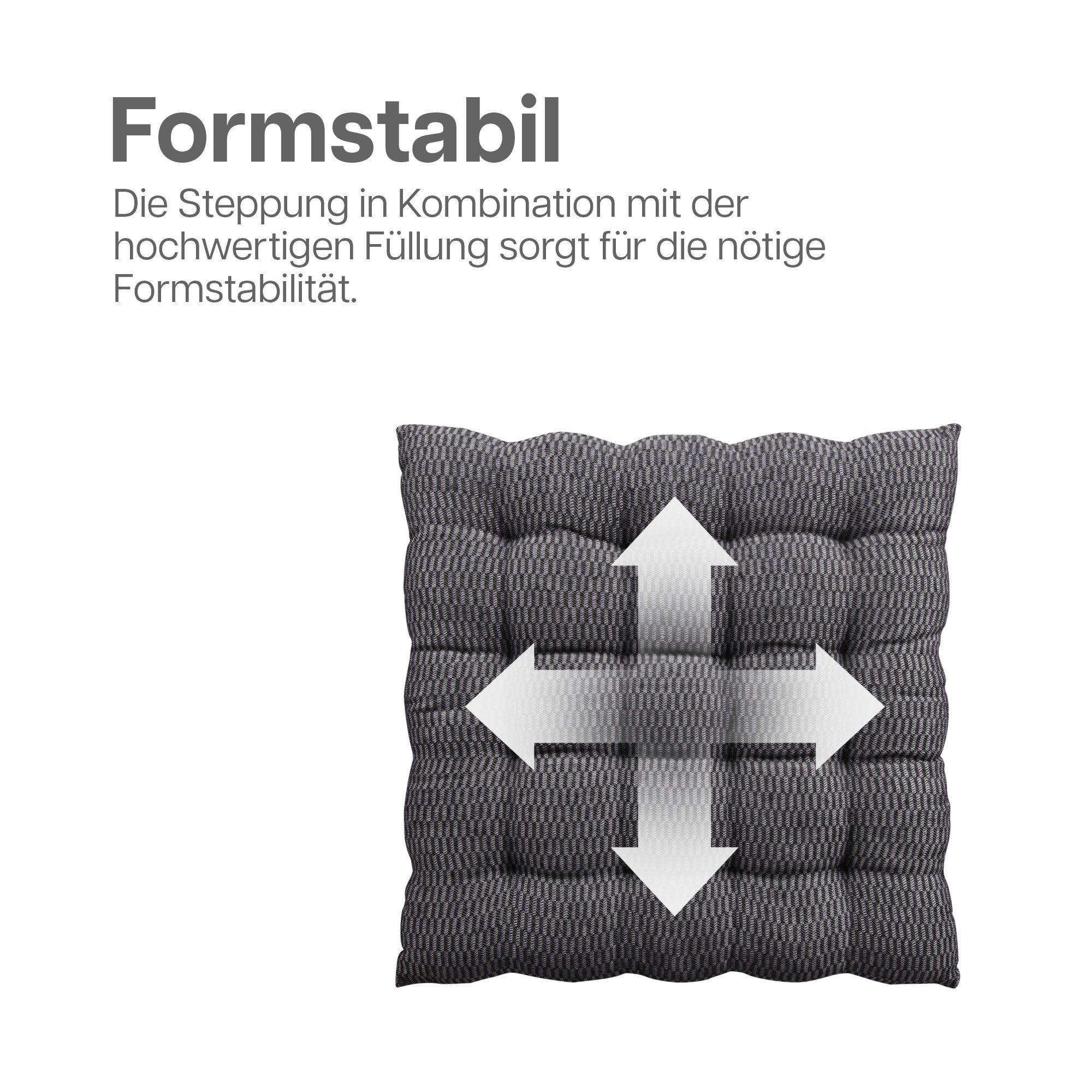 Bestlivings Stuhlkissen Stuhlauflage 40x40cm, Hochwertiges 4 Stück) - Baumwolle Grau (1 Sitzkissen - Polsterkissen