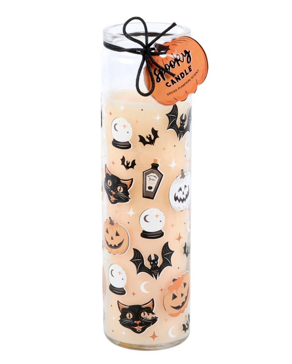Horror-Shop Dekoobjekt „Spiced Pumpkin“ Duftkerze im Glaszylinder als Hal