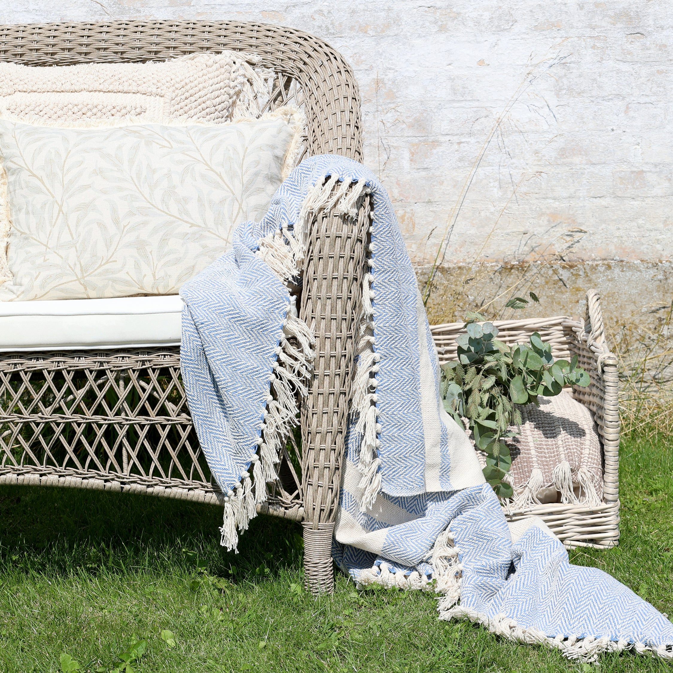 Plaid Chic Antique Aix Plaid Garnüberschuss Sky Blue, Chic Antique – Bild 4 von 5
