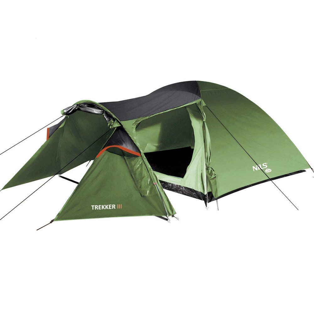 NILS CAMP Tunnelzelt Trekkingzelt Campingzelt 3 Personen, Personen: 3 (Spar-Set, 1 tlg., 310 x 210 x 130 cm leicht), wasserdicht, UV-beständig, Moskitonetz, Vorraum