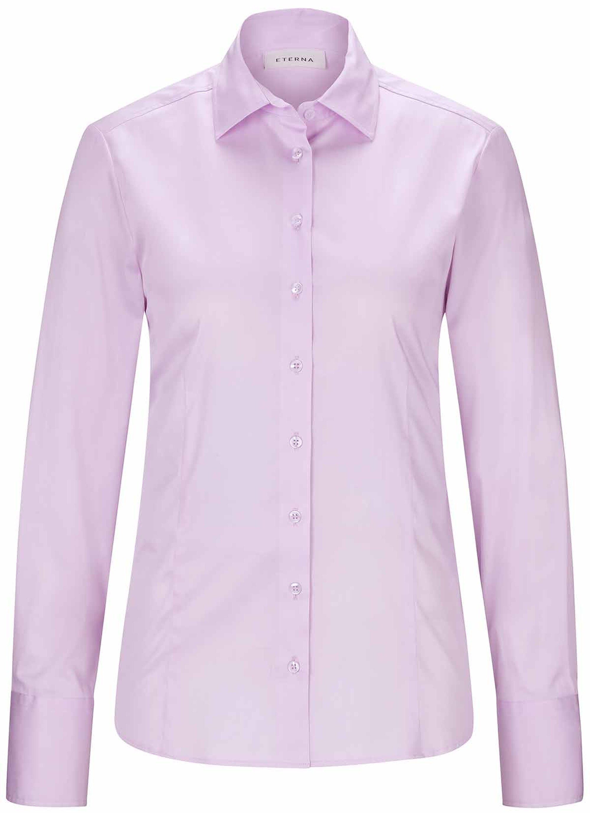 Eterna Klassische Bluse ETERNA Bluse rosa Langarm Baumwoll-Satin-Stretch