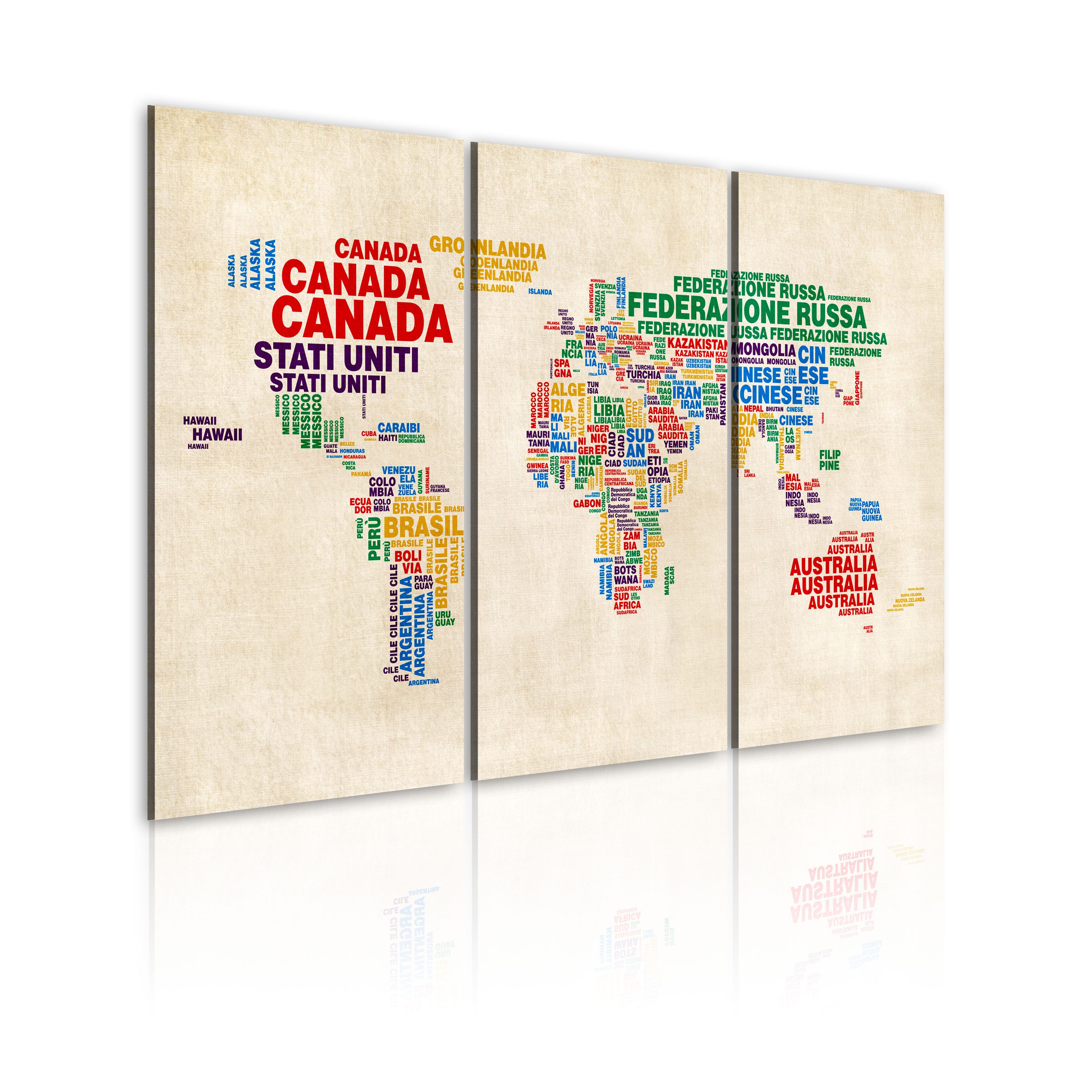 Artgeist Wandbild Italienische Ländernamen in lebendigen Farben - Triptychon