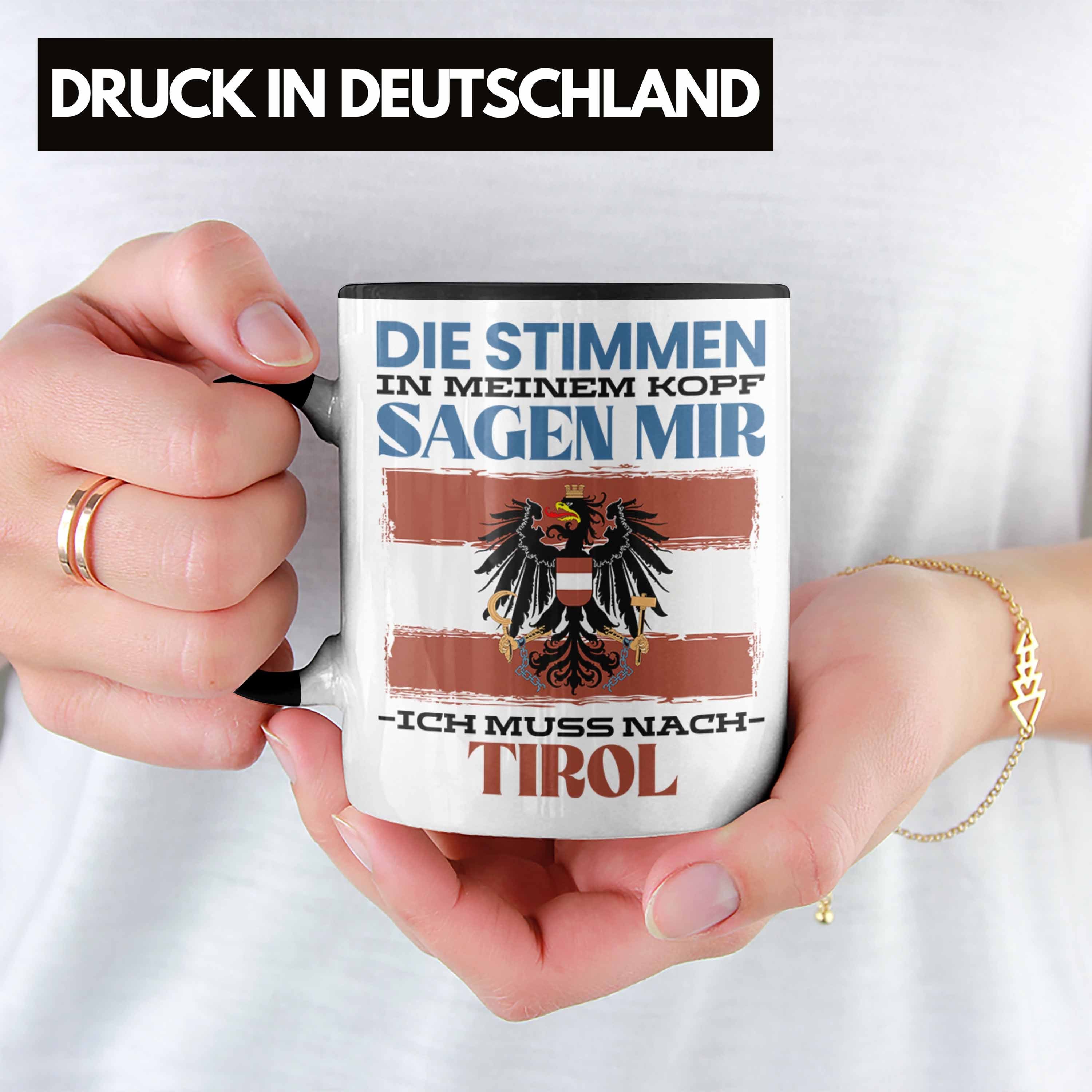 Geschenk Österreich Trendation Spruch Tirol Geschenkidee Tasse Schwarz Urlaub Heimat Tasse